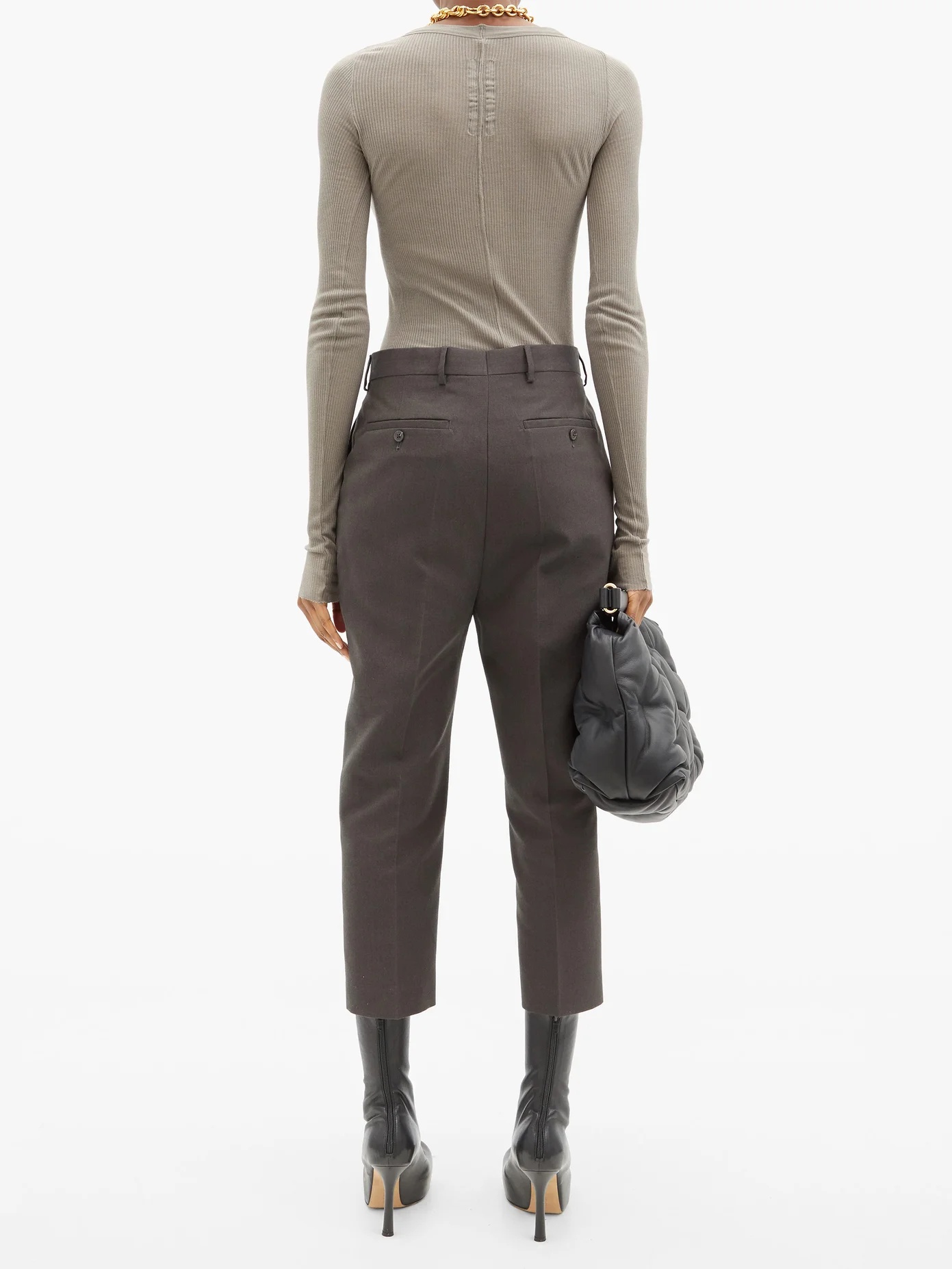 Cropped recycled twill tailored trousers - 5