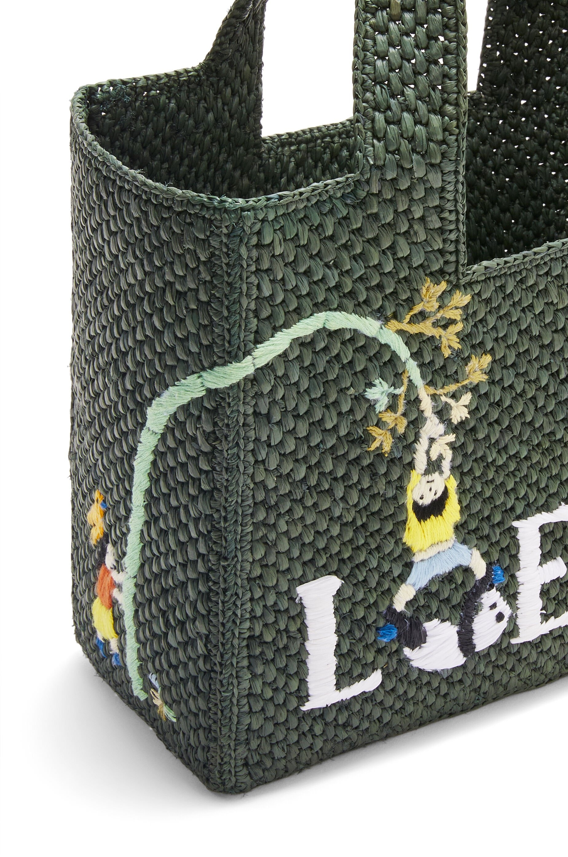 Panda small LOEWE Font tote in raffia - 7