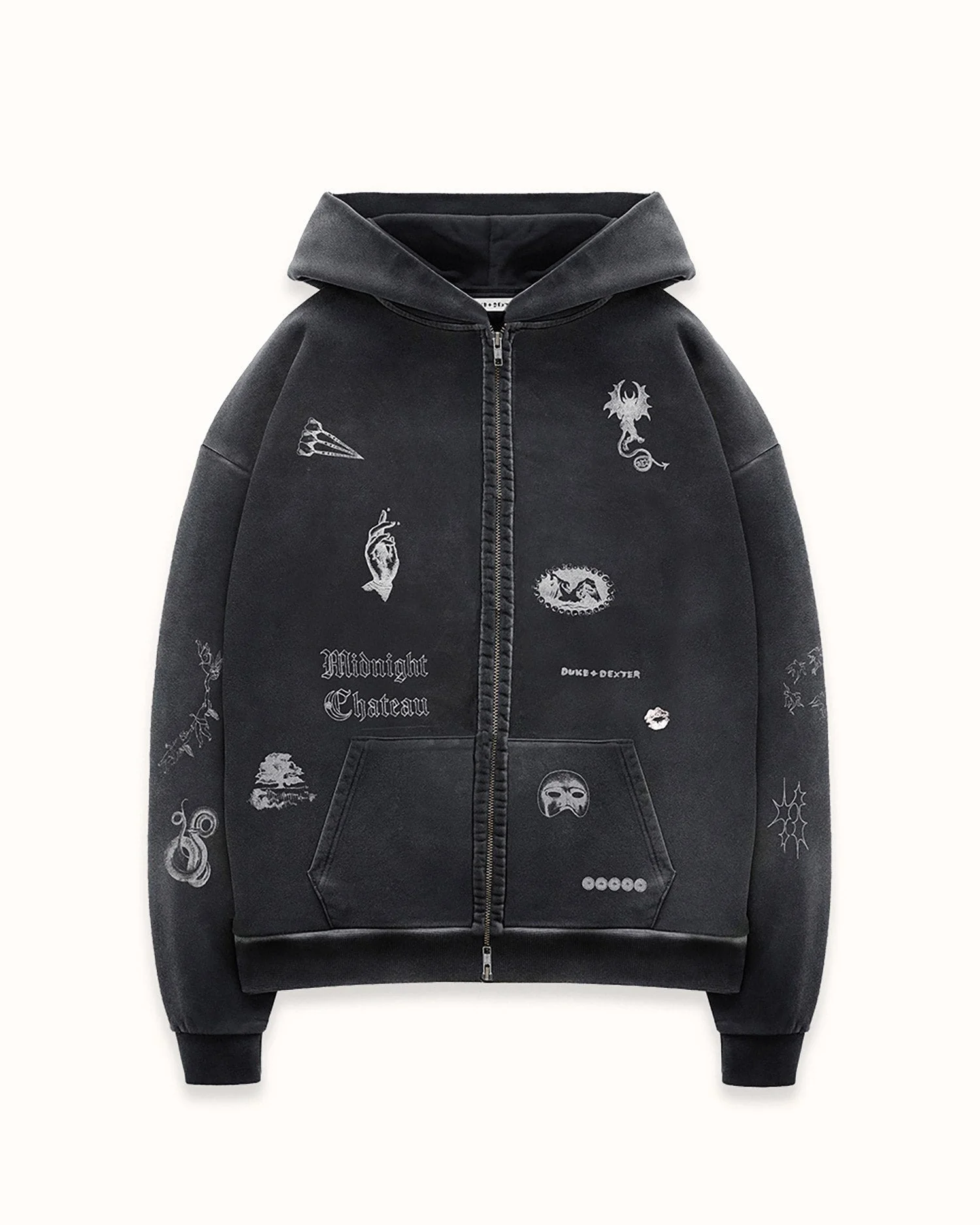 MC Sketch Washed Black Zip Hoodie - 1