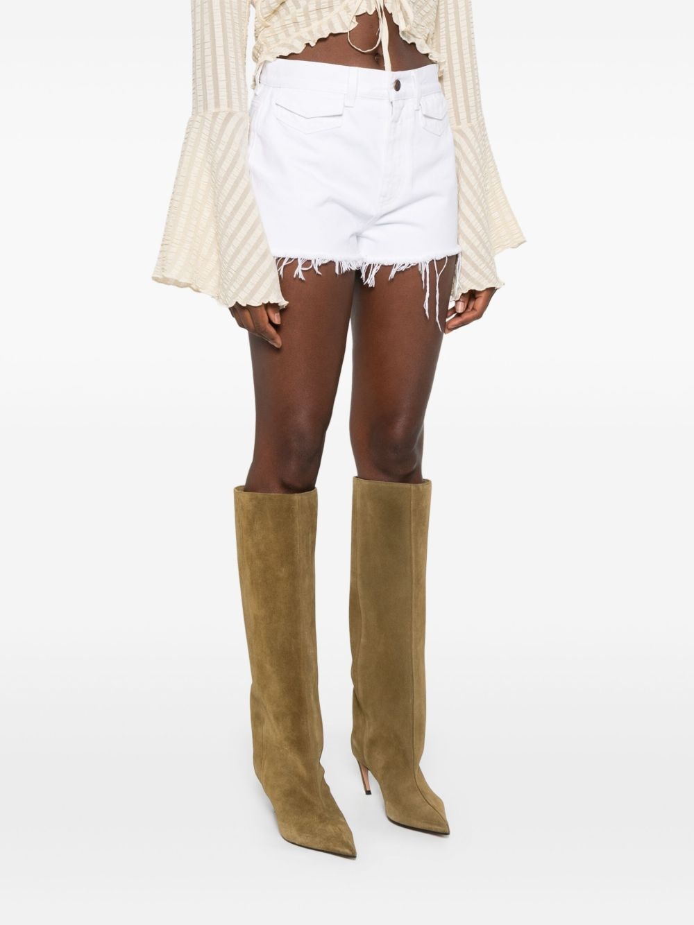 frayed-hem denim shorts - 3