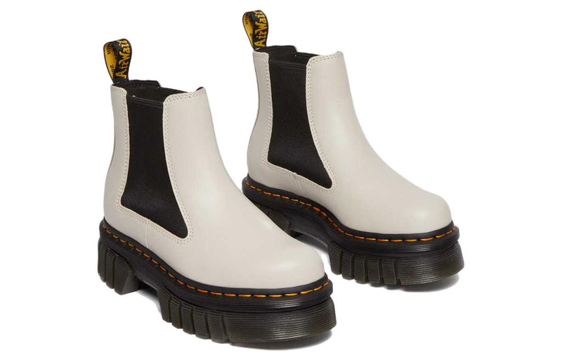 (WMNS) Dr. Martens Audrick Nappa Leather Platform Chelsea Boots 'Cobblestone Grey' 27148055 2