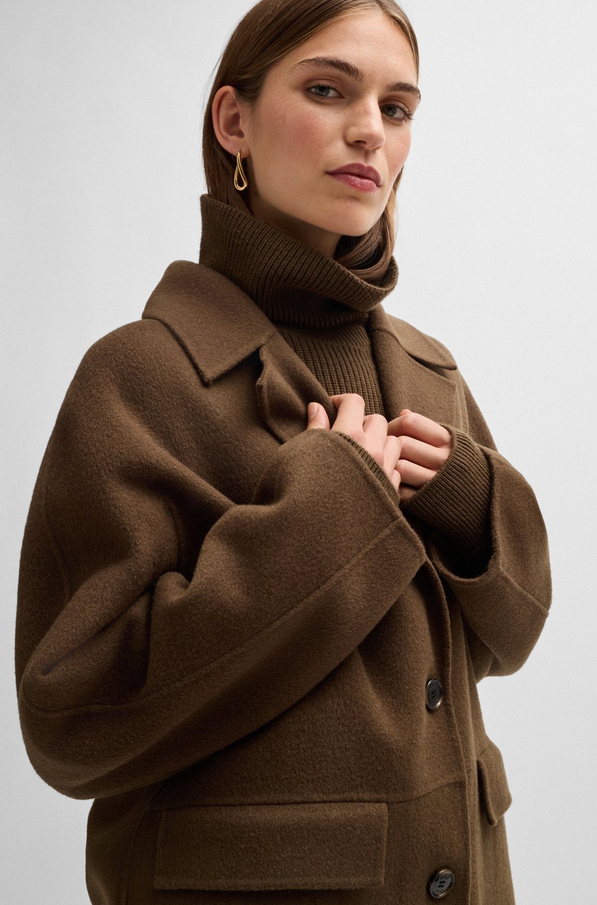 WOOL COAT WITH BUTTONED CUFFS AND SIGNATURE ACCENTS - 5