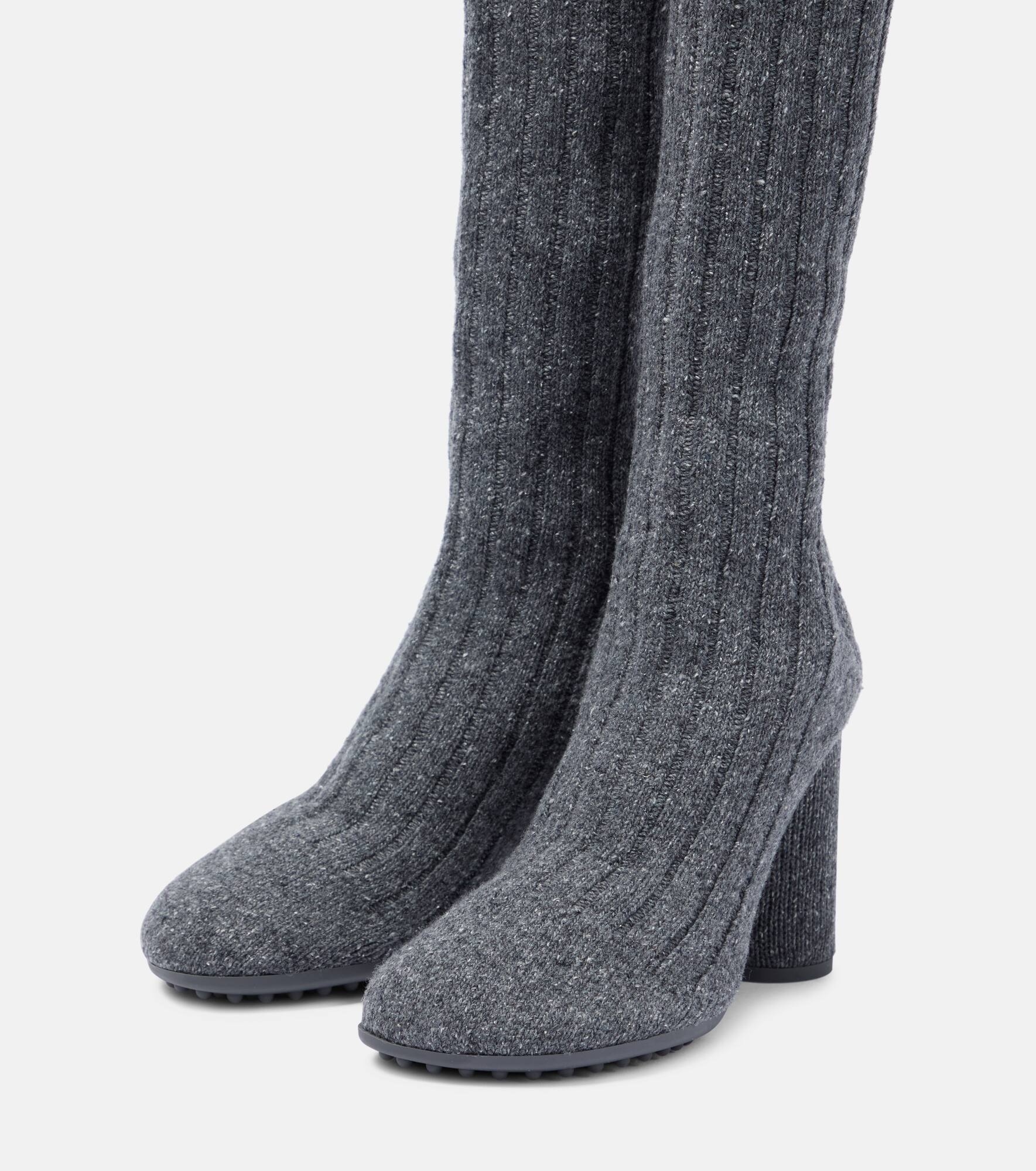 Wool-blend knee-high sock boots - 5