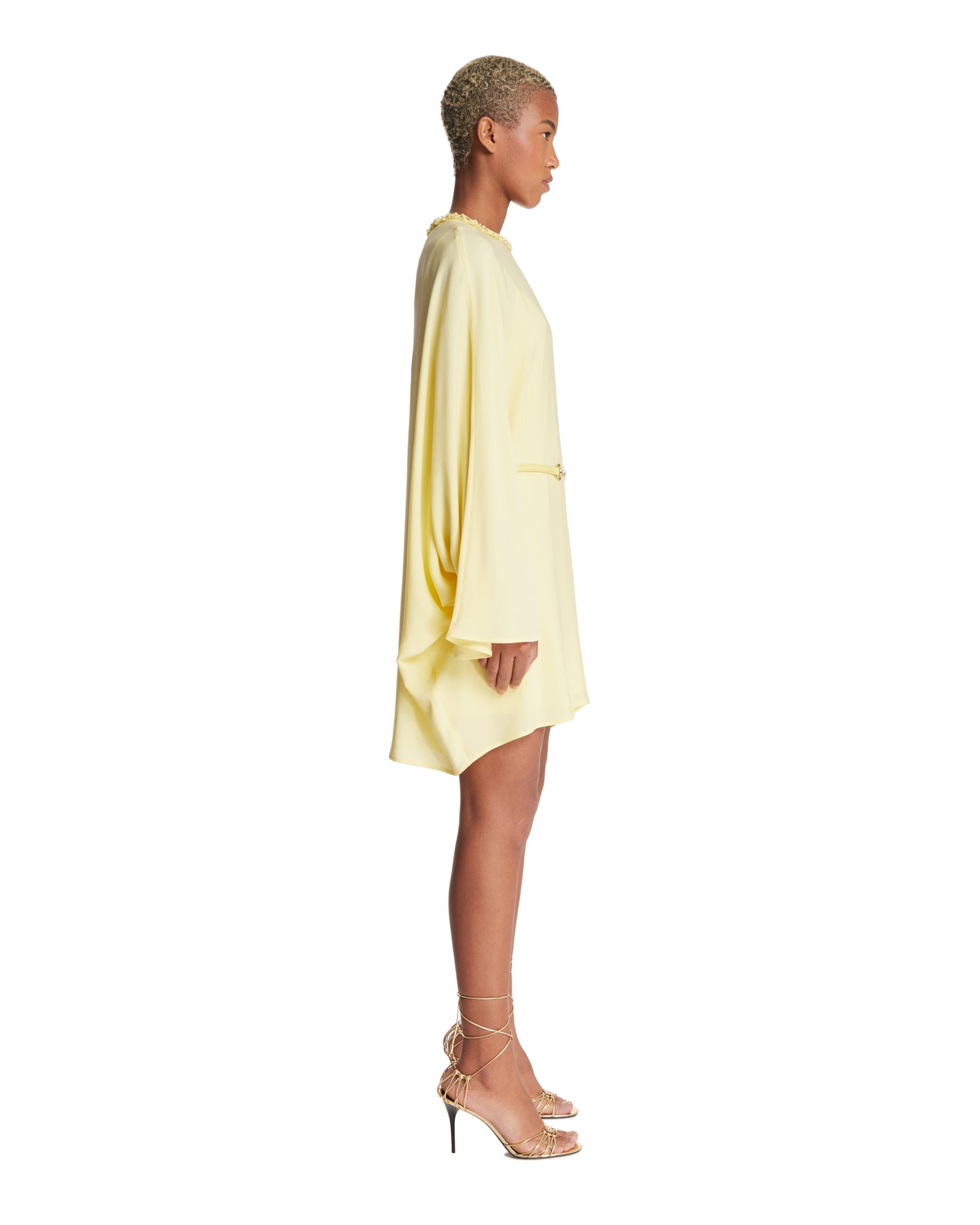 Yellow Silk Cady Dress - 5