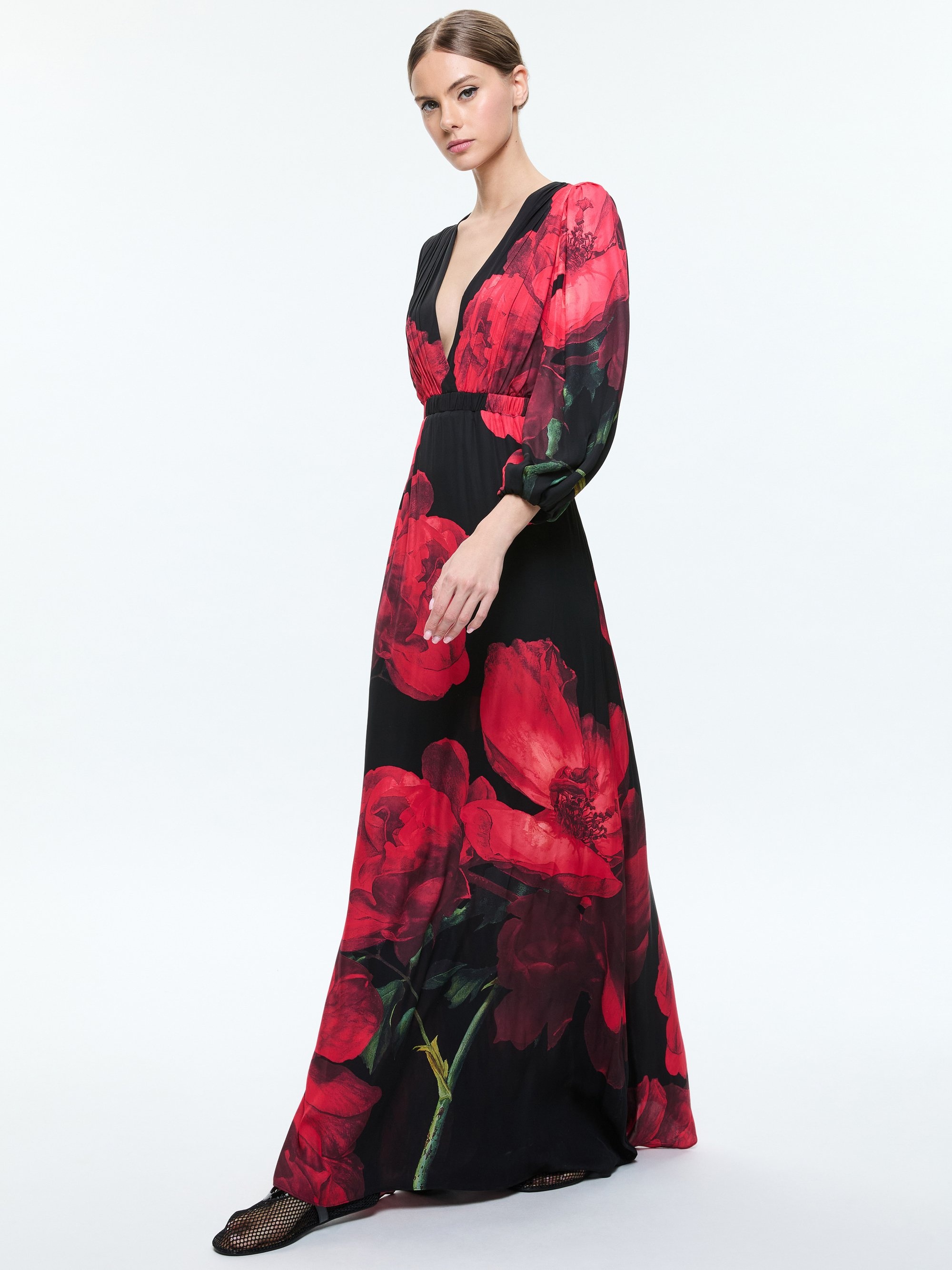 CLARISSA DEEP V GODET MAXI DRESS - 6