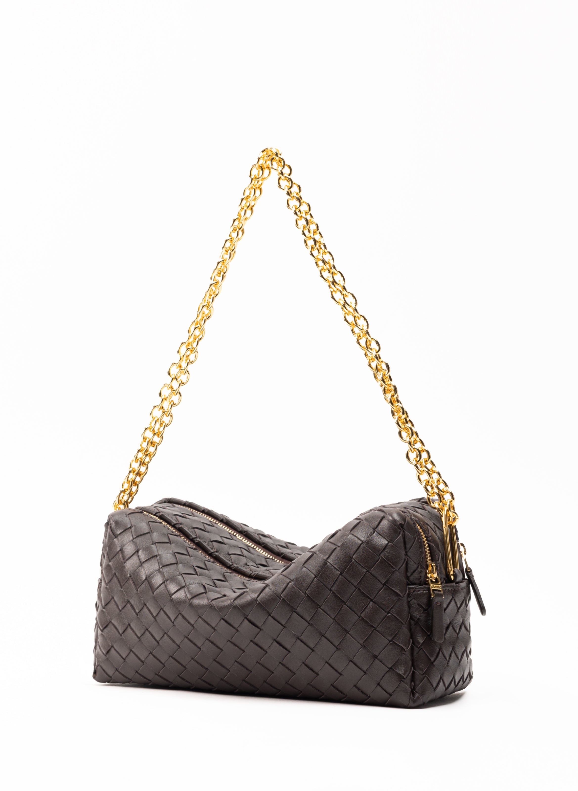 Trousse Chain Woven Leather Dark Brown - 2