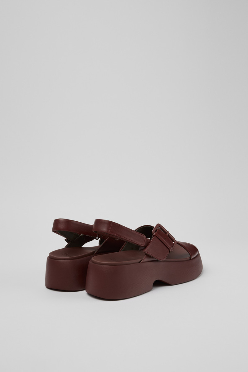 CAMPERLAB Burgundy Leather Sandals for Women. outlook