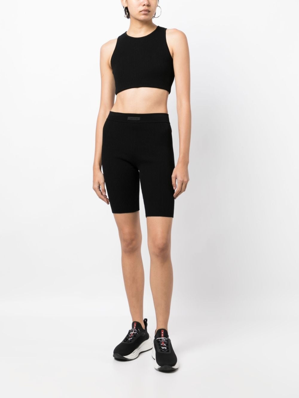 logo-patch ribbed biker shorts - 2