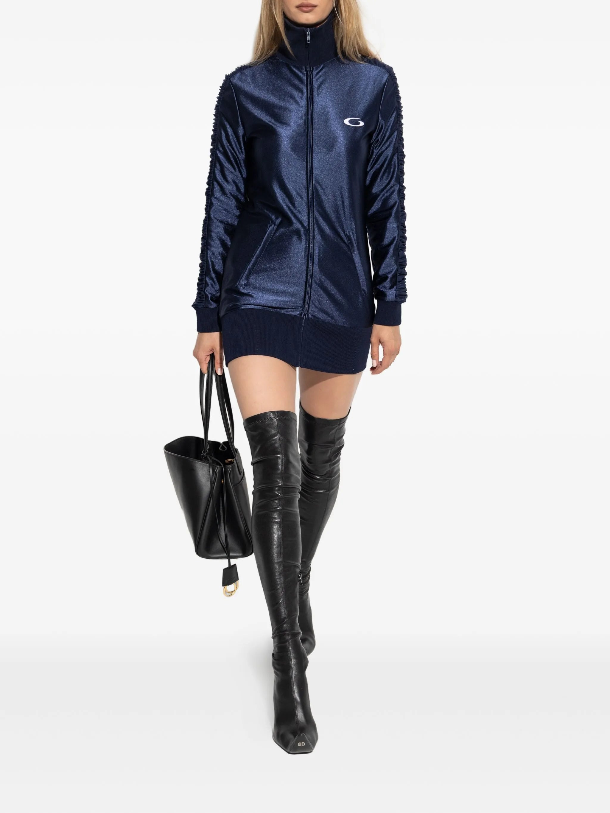 Balenciaga Ruched-sleeve Zip-front Dress - 2