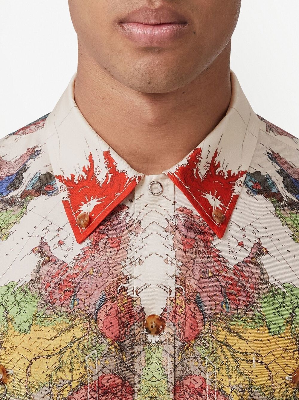 map graphic-print silk shirt - 5