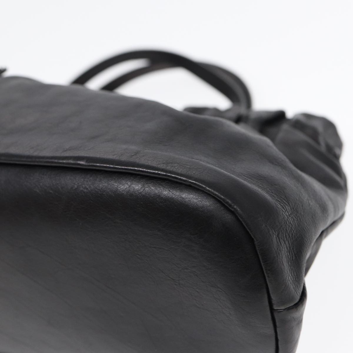 GUCCI Hand Bag Leather Black Gold - 10