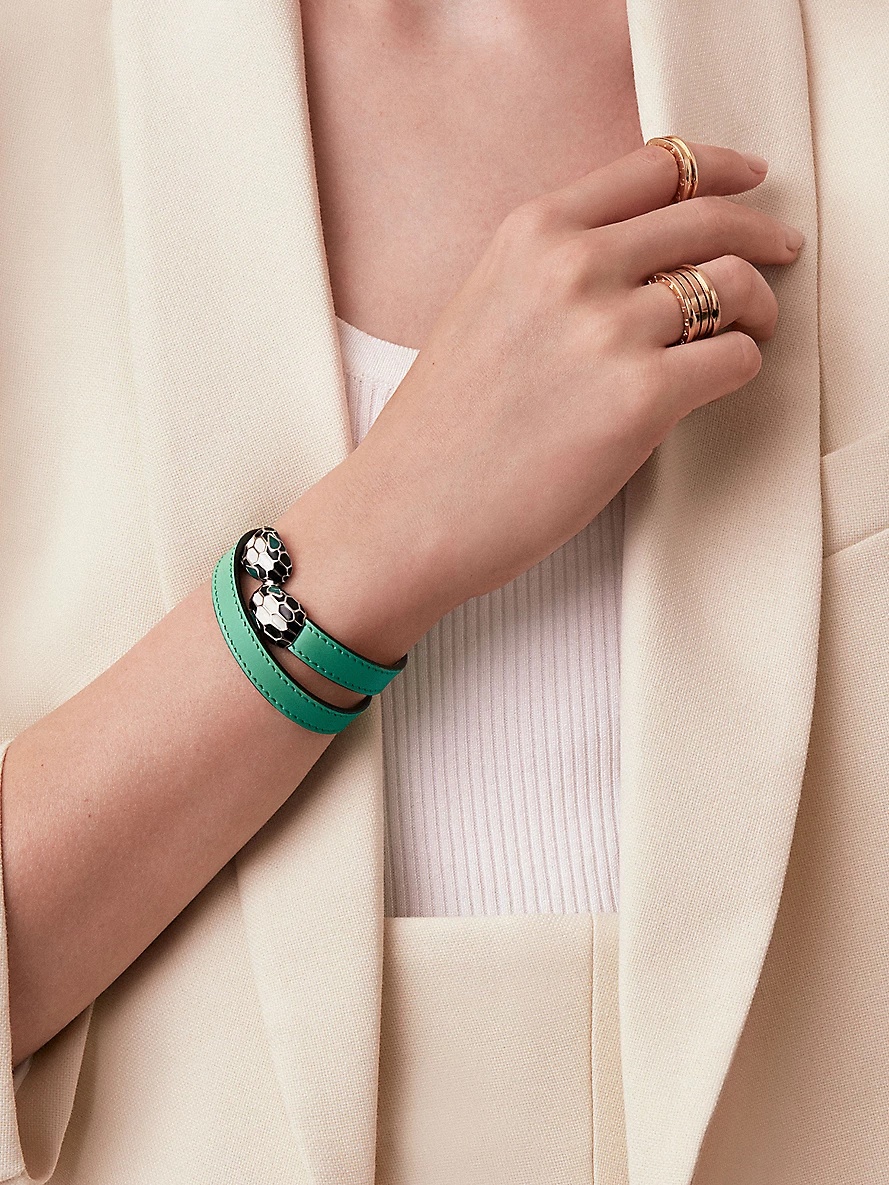 Serpenti Forever wrap-around leather and enamel bracelet - 2