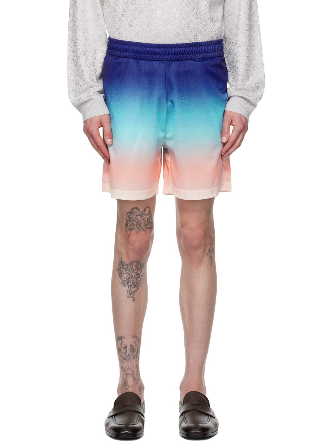 Navy & Pink Gradient Football Shorts - 1