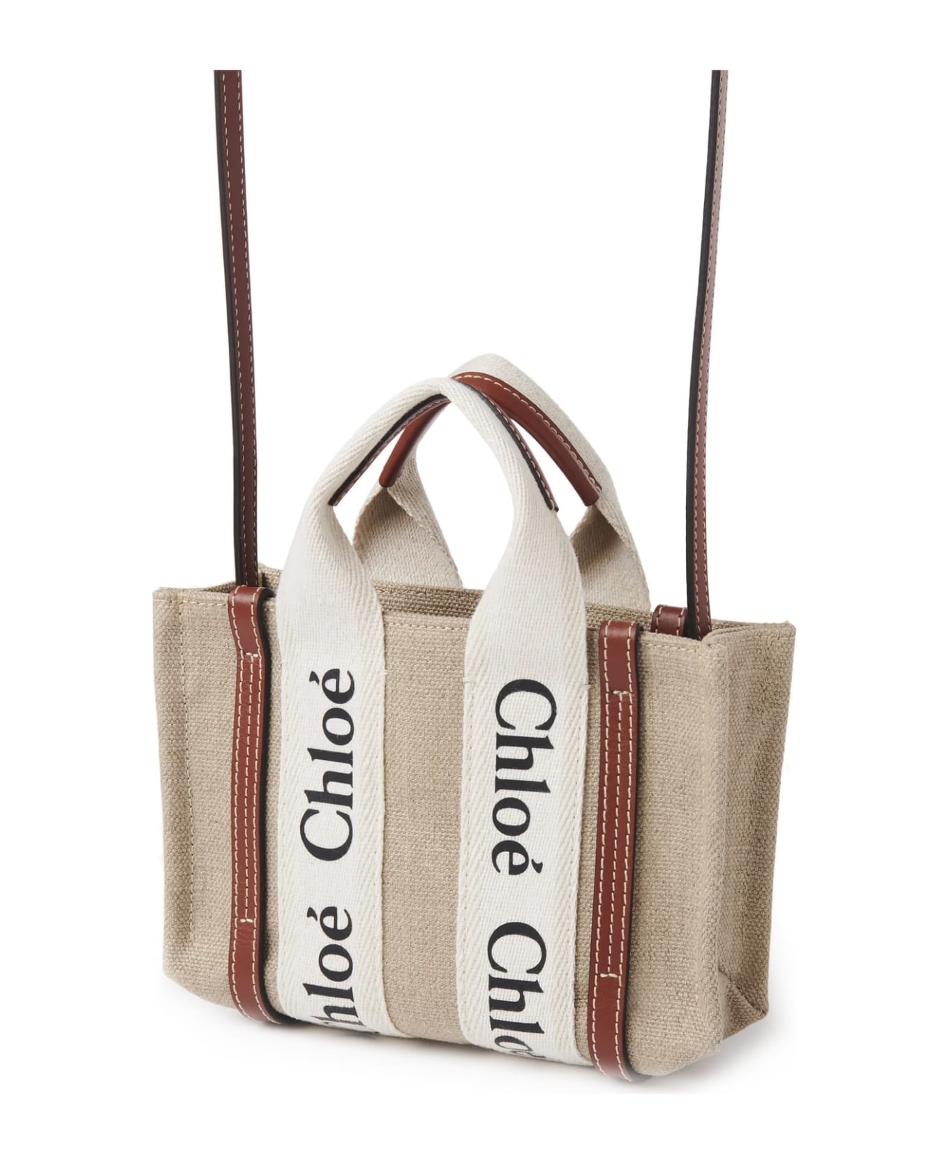 White And Brown Woody Mini Tote Bag - 2