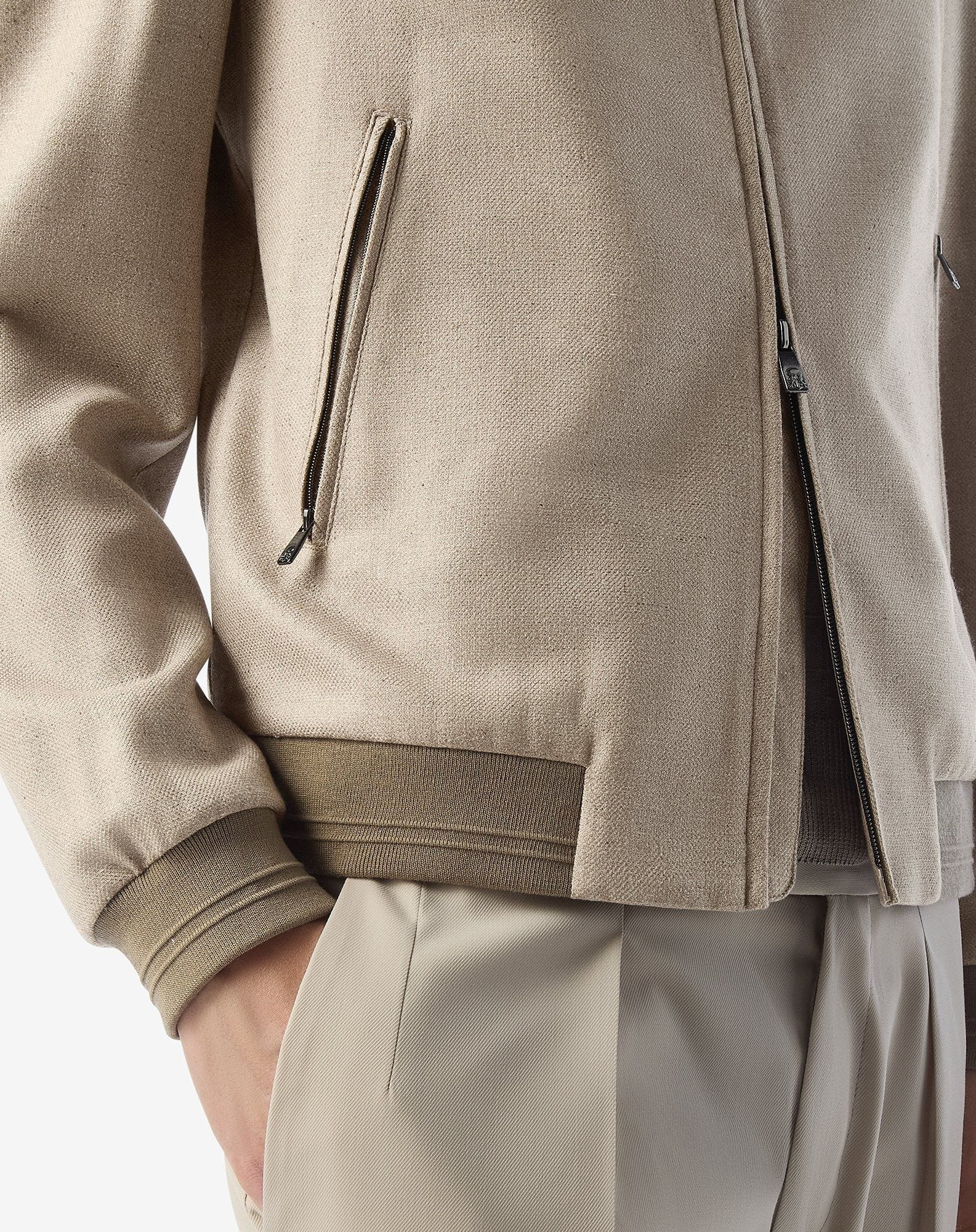 Beige silk and wool bomber jacket - 5
