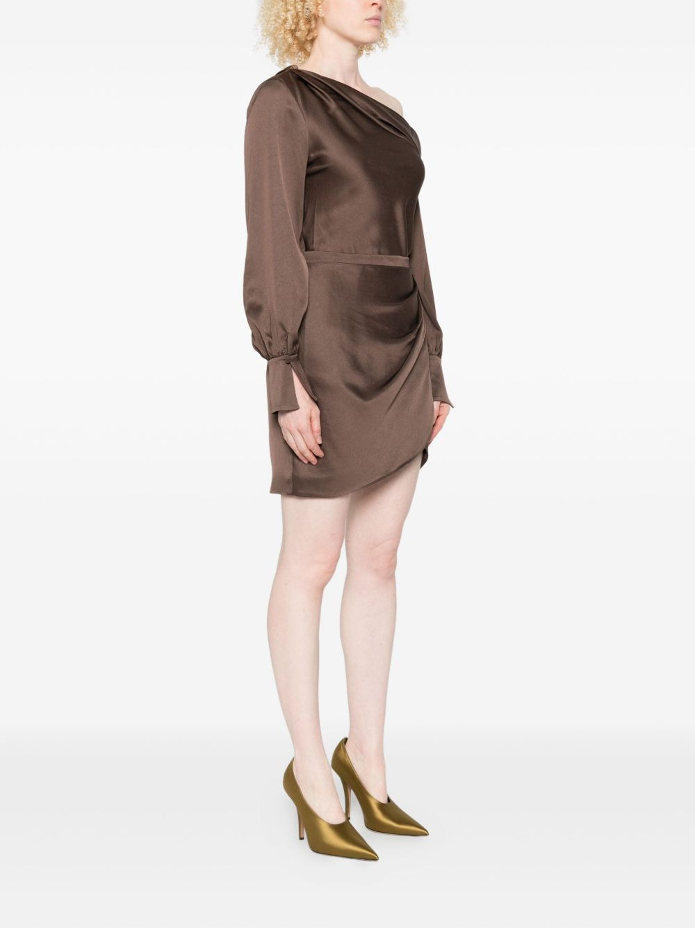 one-shoulder wrap mini dress - 3
