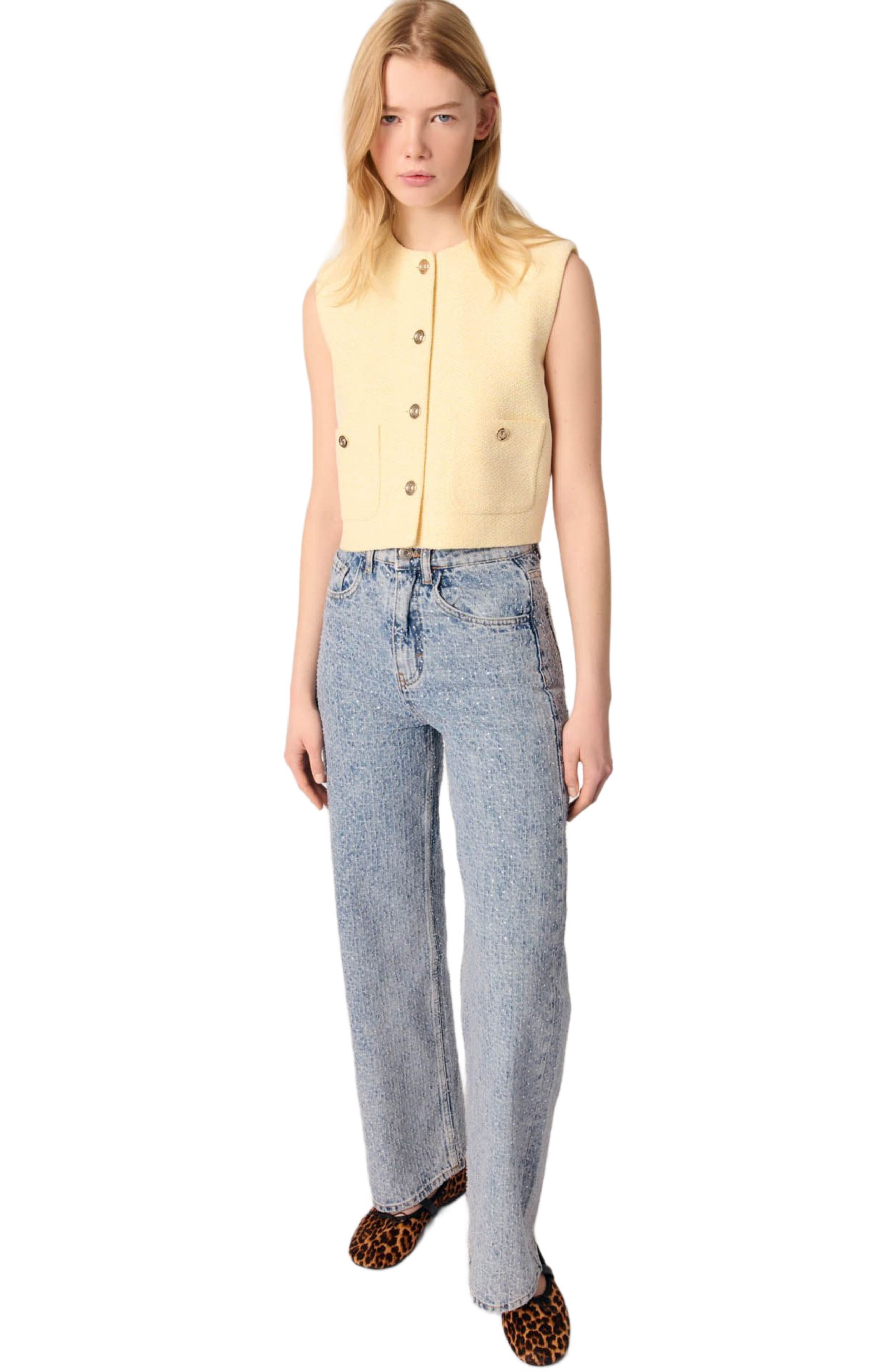 maje Rhinestone XL jeans in Blue at Nordstrom - 1