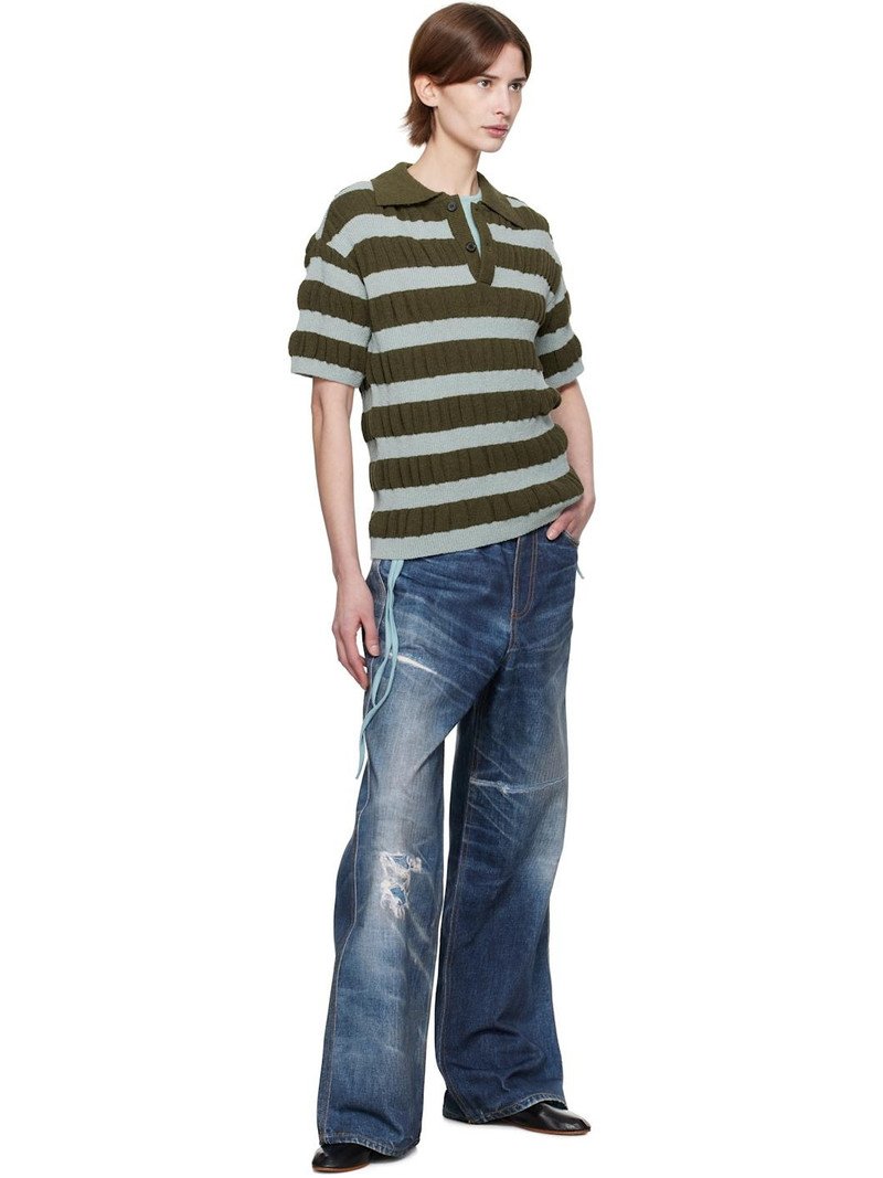 Andersson Bell Blue & Khaki Bubble Stripe Polo outlook