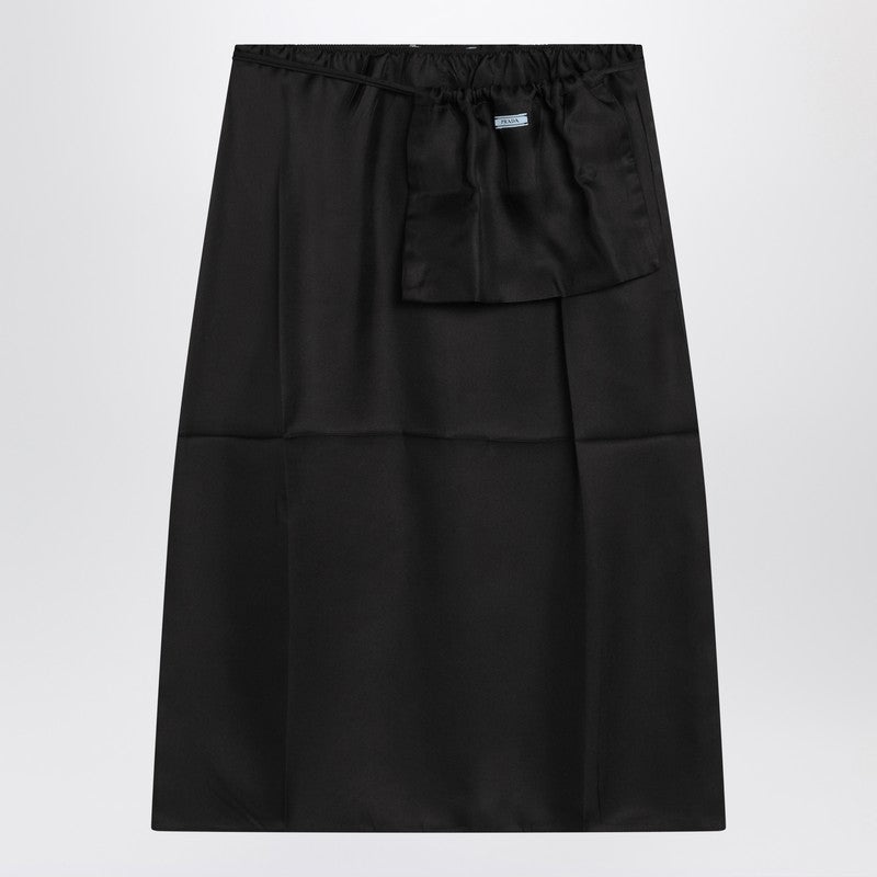 スカート PRADA BLACK MIDI SKIRT IN SILK WITH POUCH Prada Prada Black Midi Skirt In Silk With Pouch Women