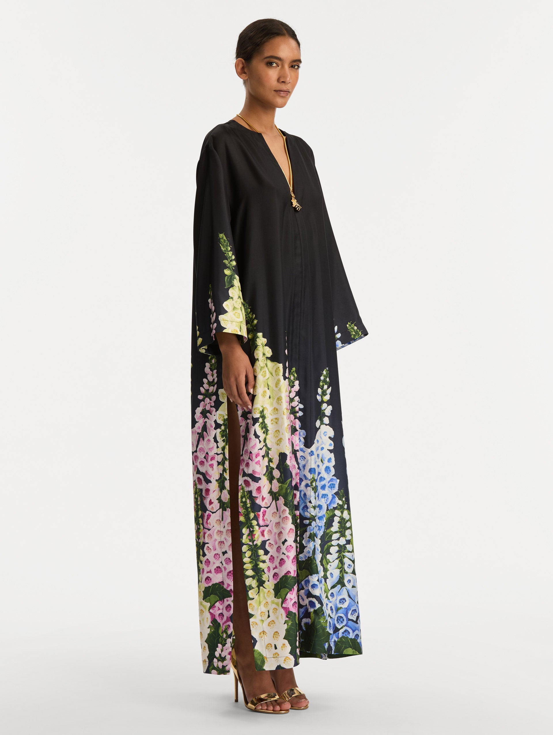 DEGRADÉ FOXGLOVE SILK TWILL CAFTAN - 4