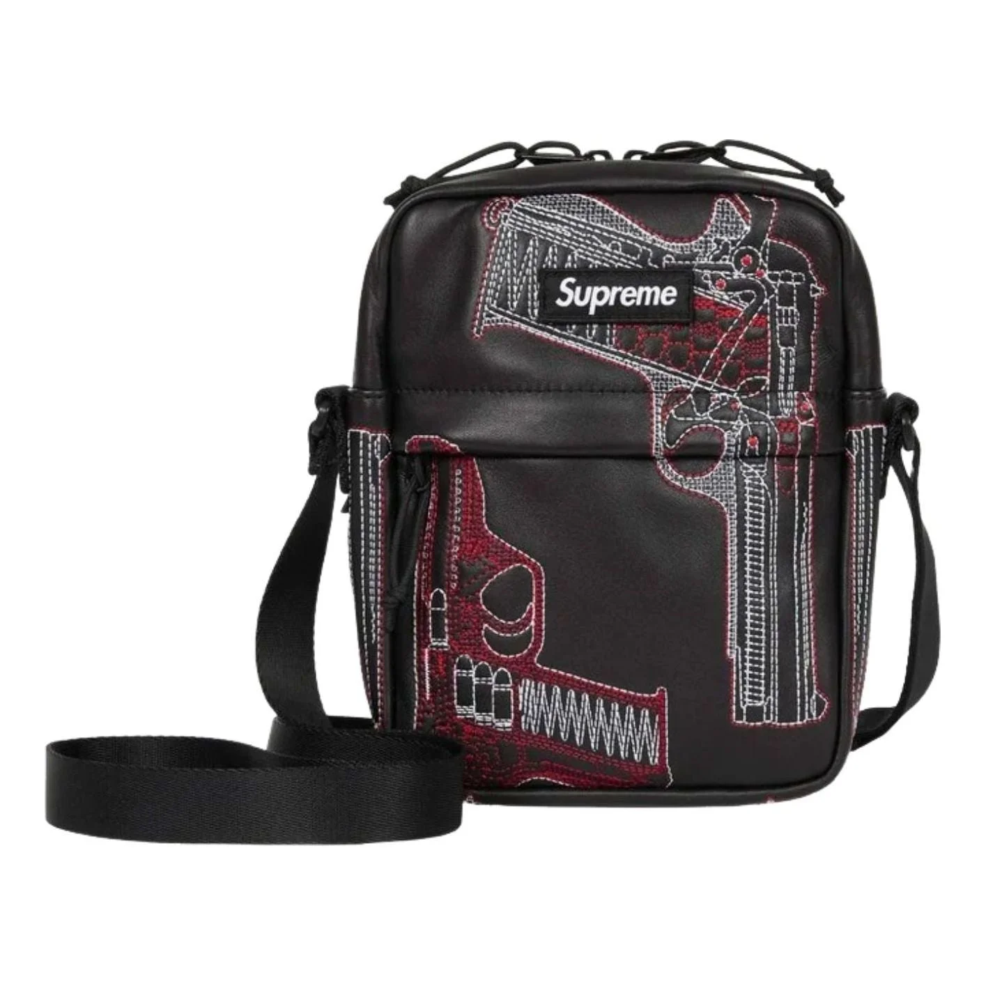 Supreme SS26 Guns Embroidered Leather Shoulder Bag 'Black' SS26B33-BLACK - 1