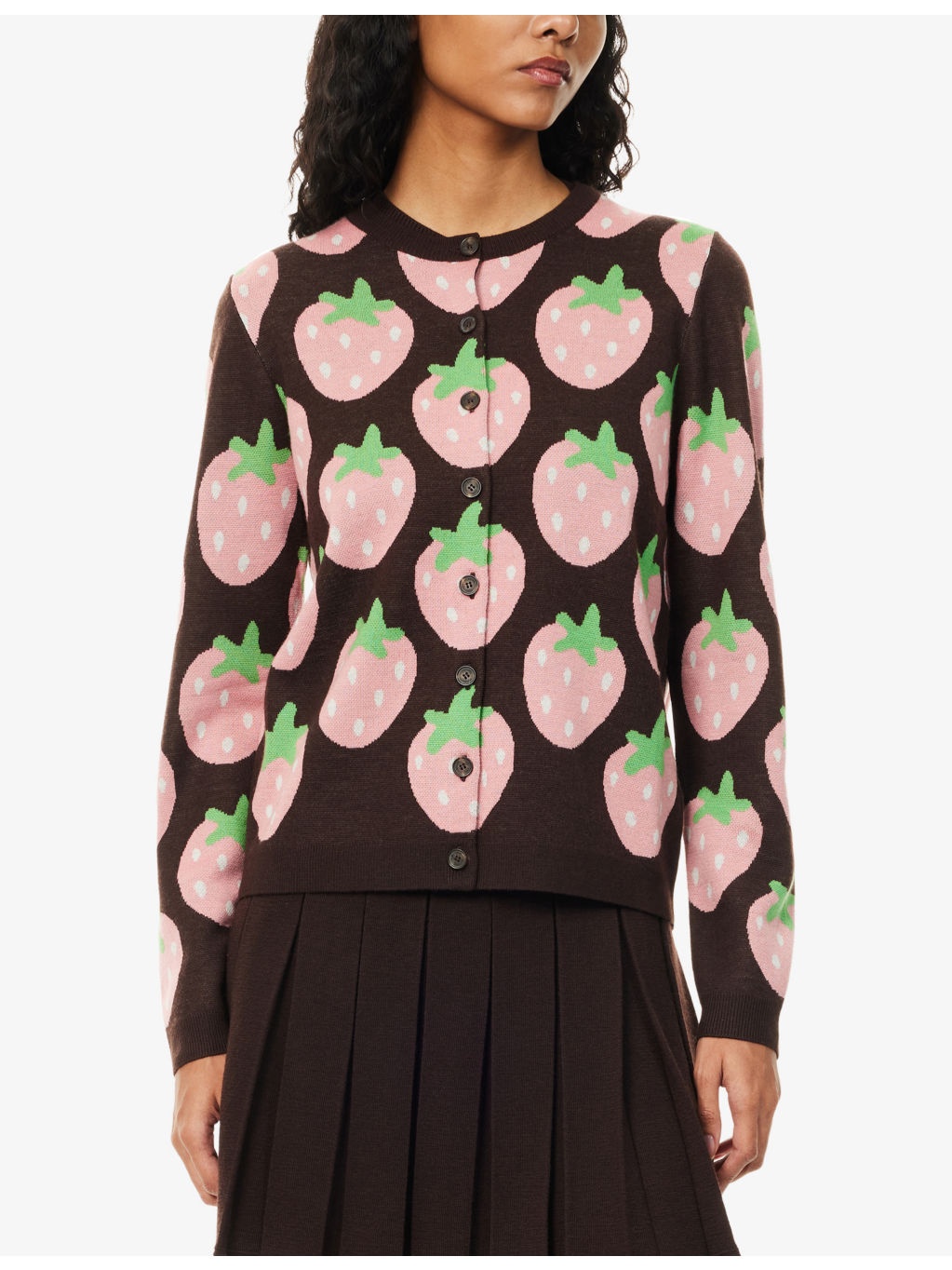 Eddie Strawberry Merino-Wool Knitted Cardigan - 3