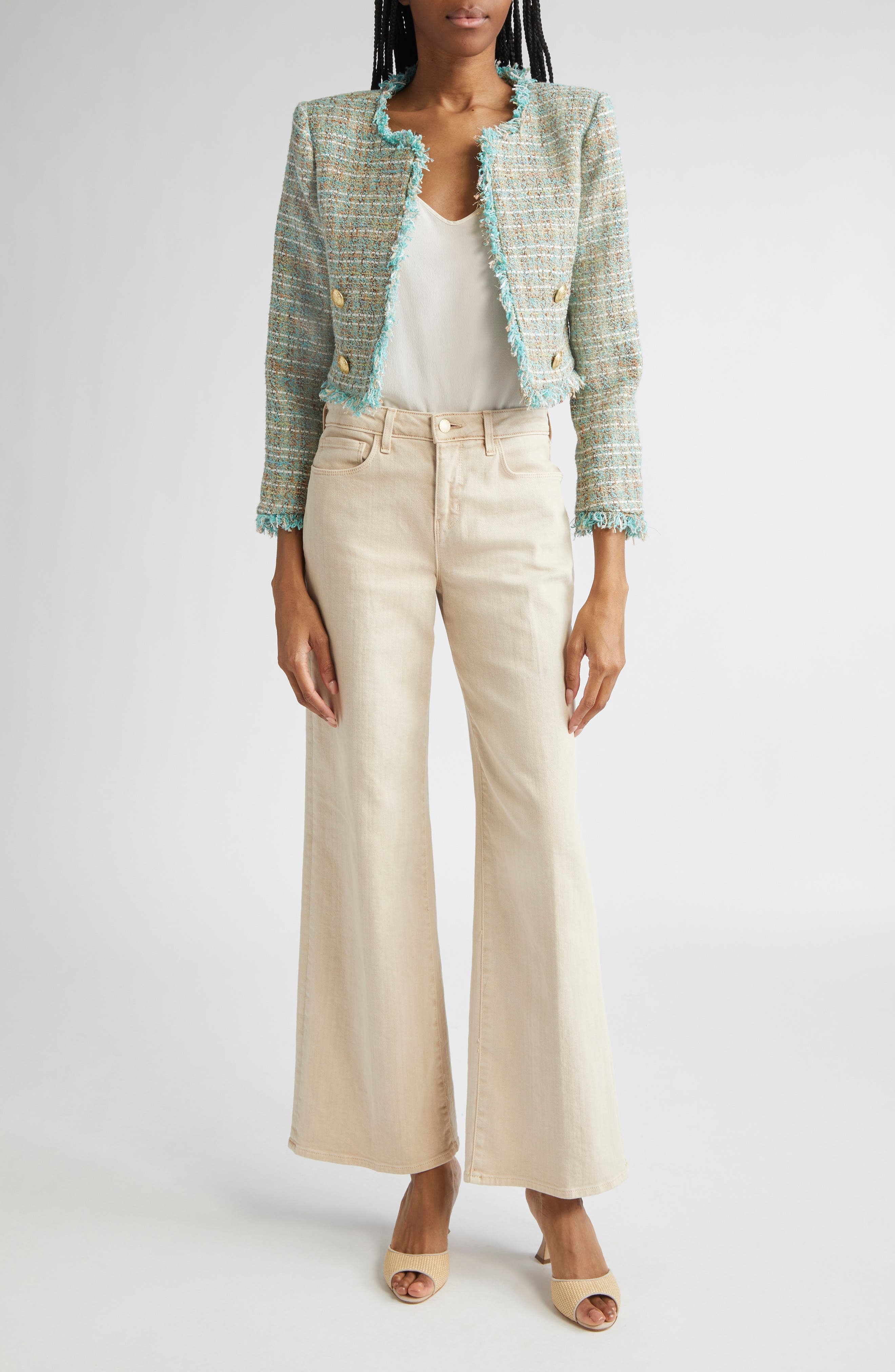L'AGENCE Alicent Wide Leg Jeans in Biscuit at Nordstrom - 2