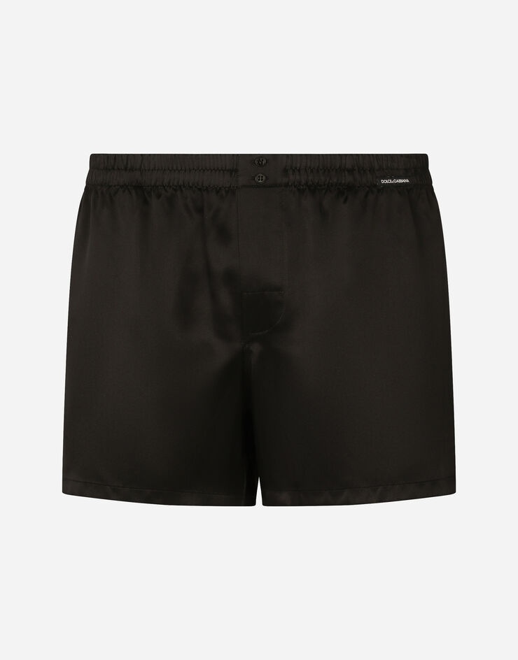 Silk shorts with logo label - 1
