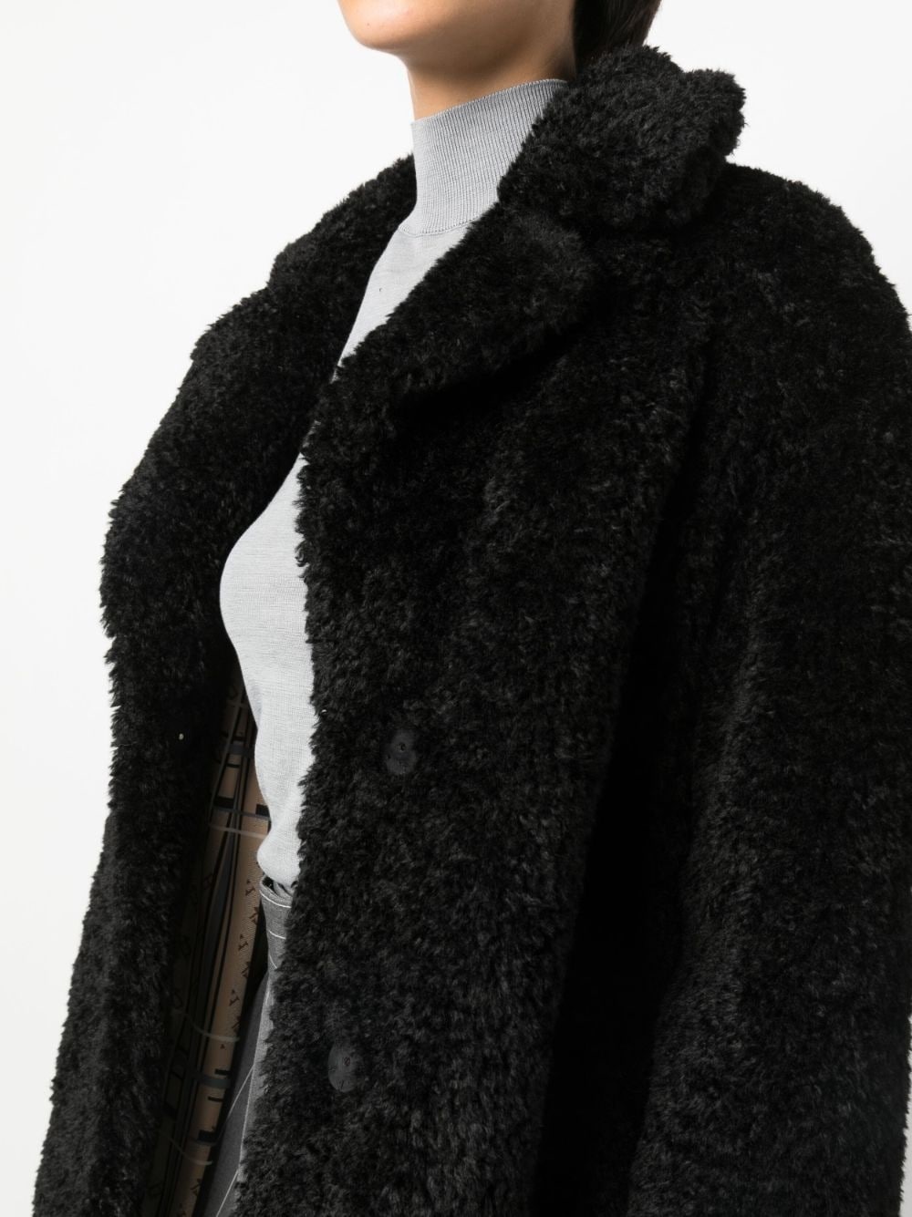 faux-fur single-breasted coat - 5