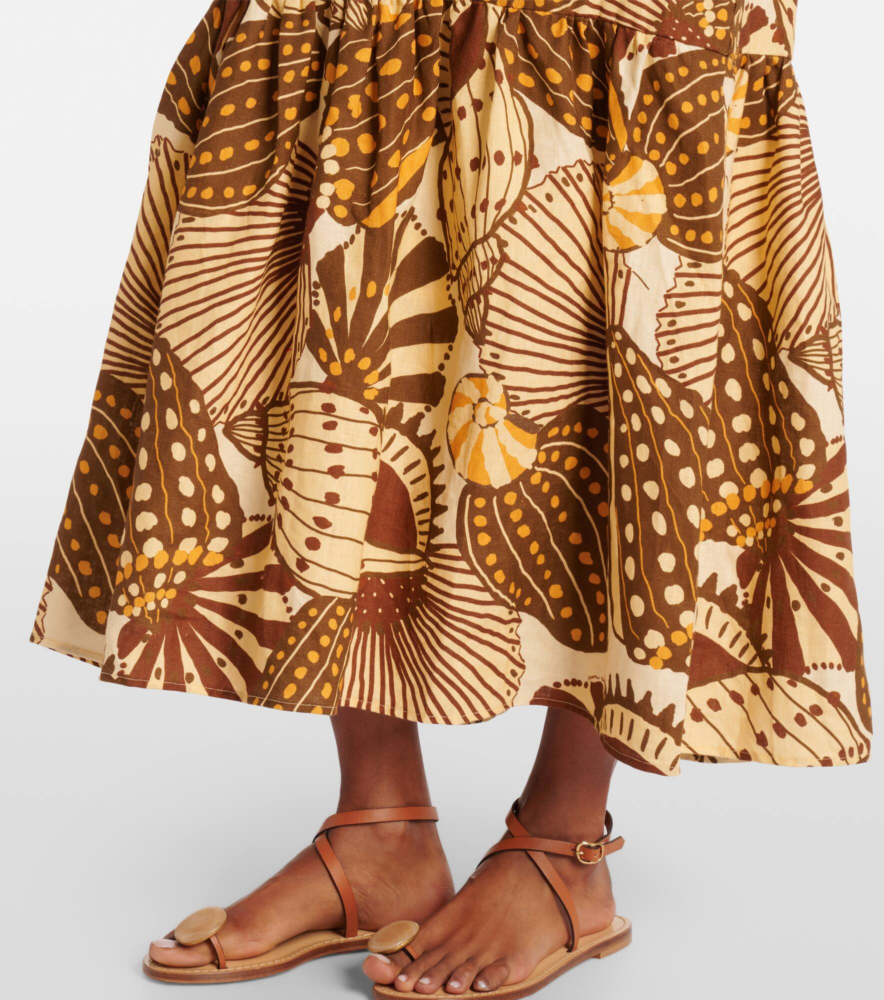 Shell Mix printed linen midi dress - 5