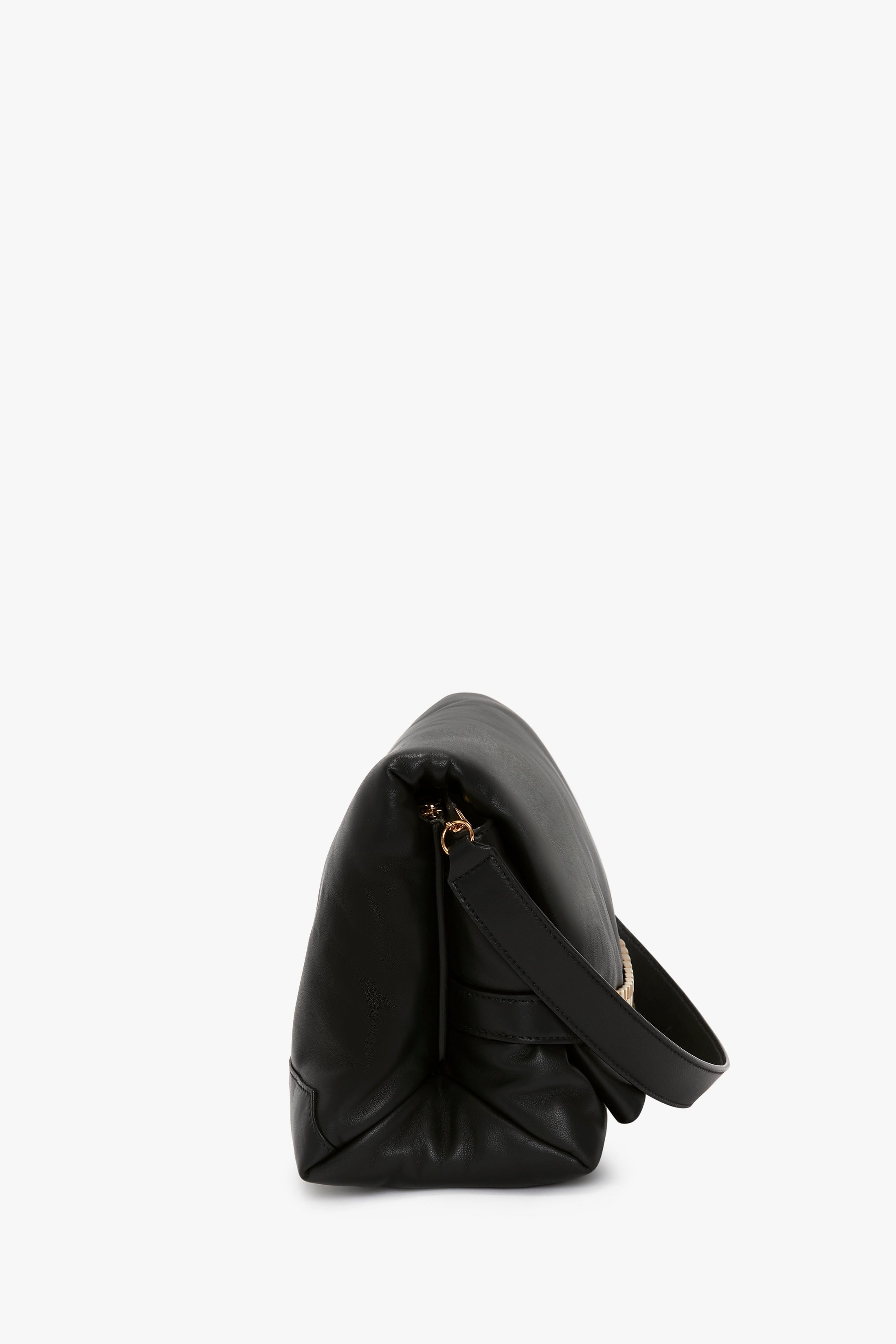 Puffy Chain Pouch With Strap In Black Leather - 6