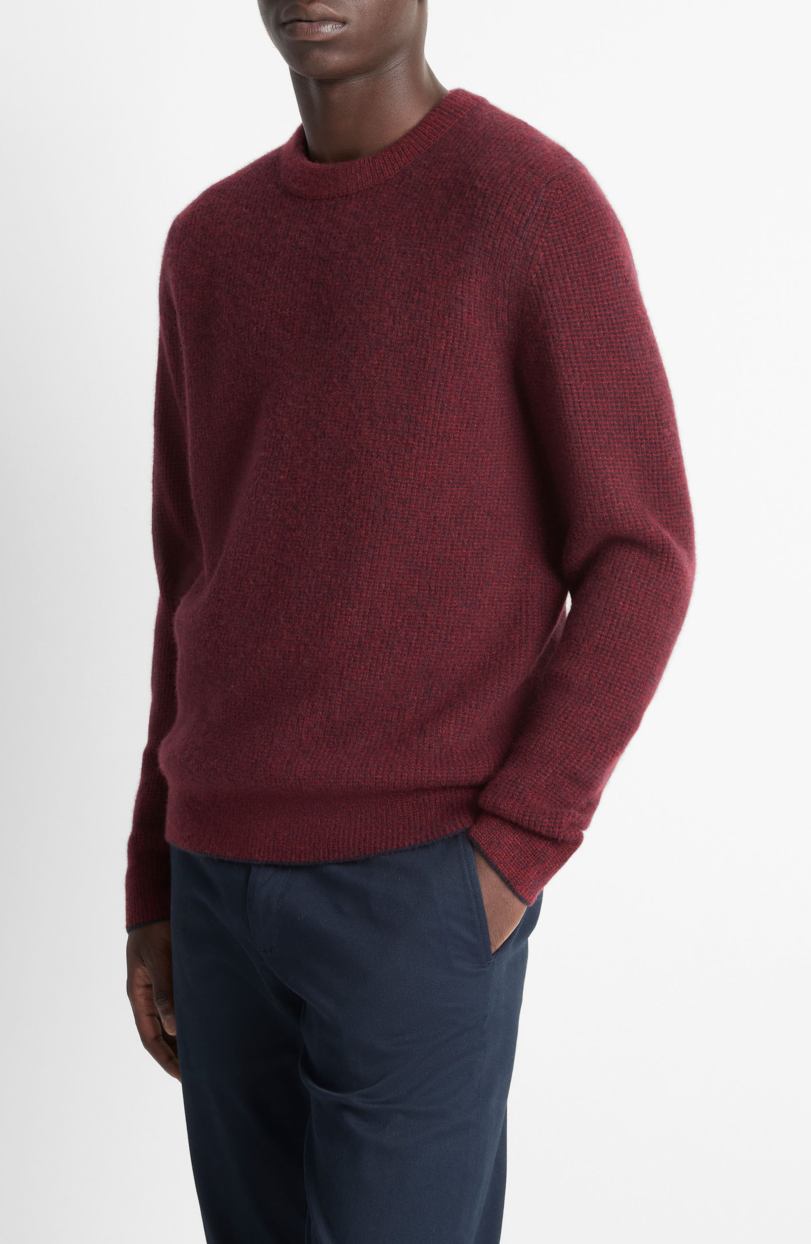 Vince Boiled Cashmere Crewneck Sweater in Coastal/Winter Berry at Nordstrom - 3