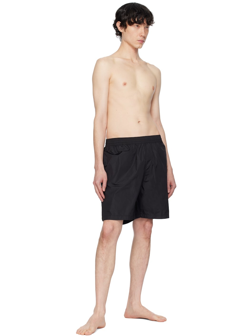 Black Diag Outline Surfer Swim Shorts - 5