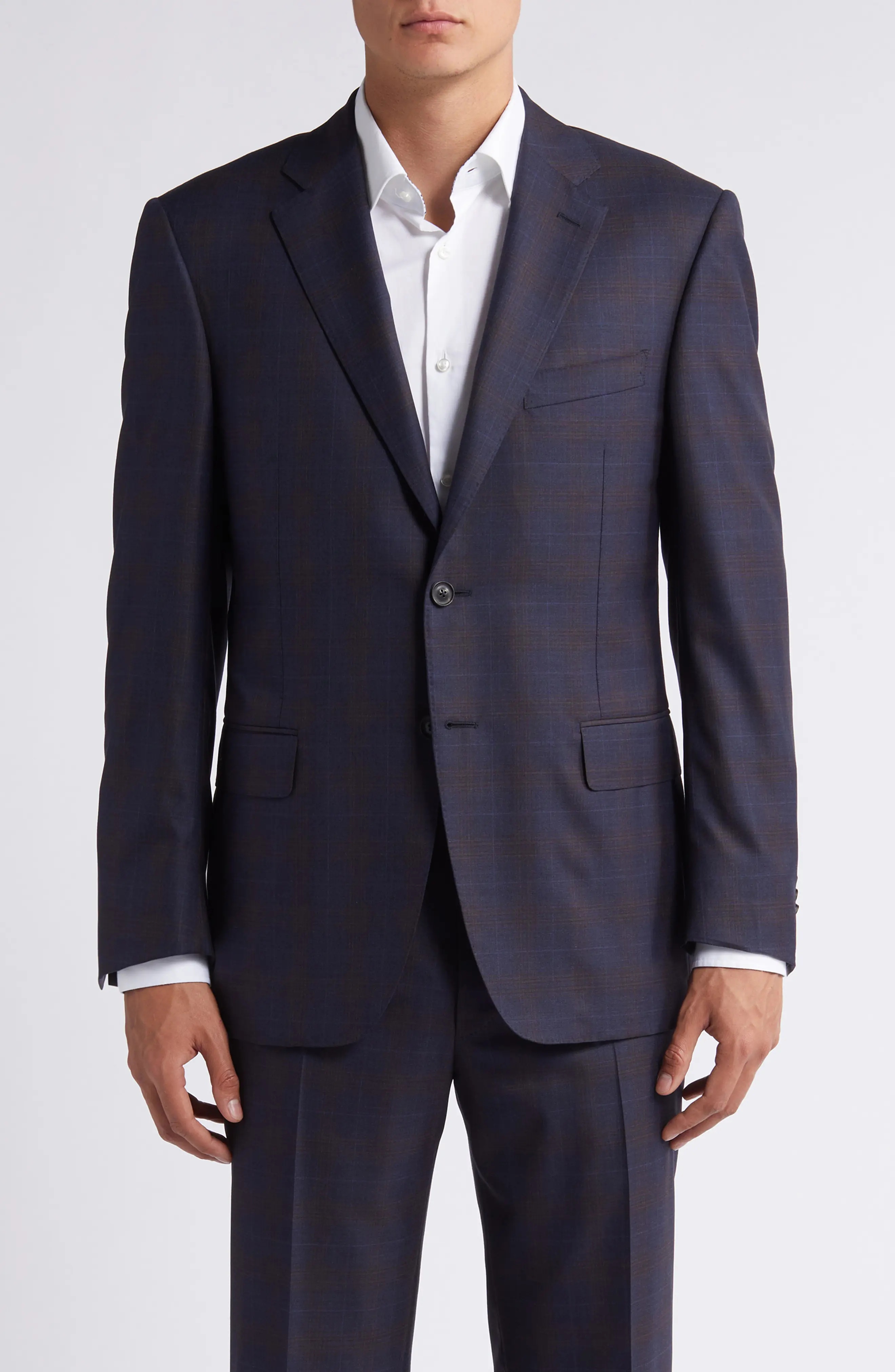 Regular Fit Plaid Wool Suit - 5