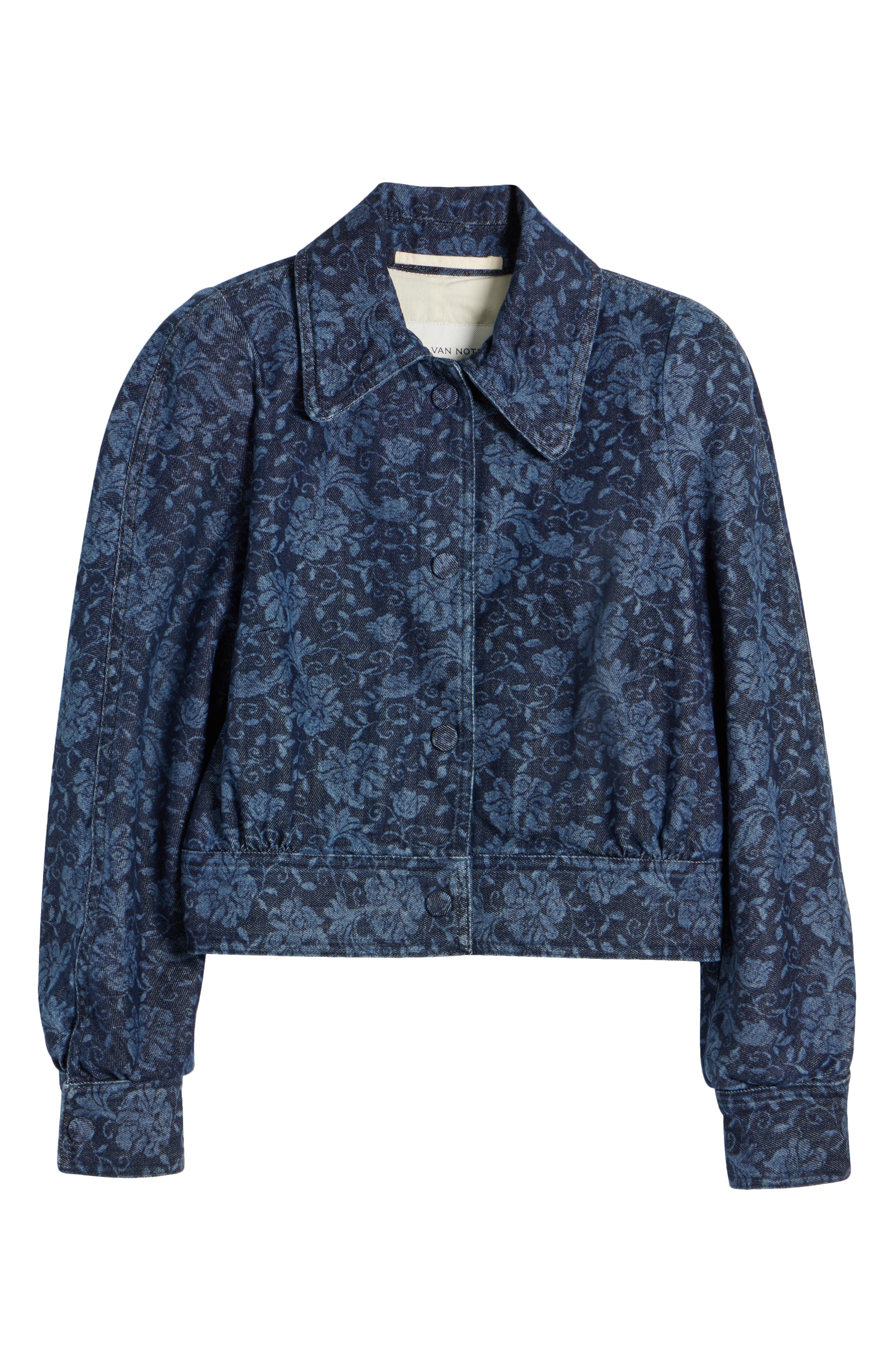 Dries Van Noten Vistam Floral Jacquard Crop Denim Jacket in Indigo at Nordstrom - 7
