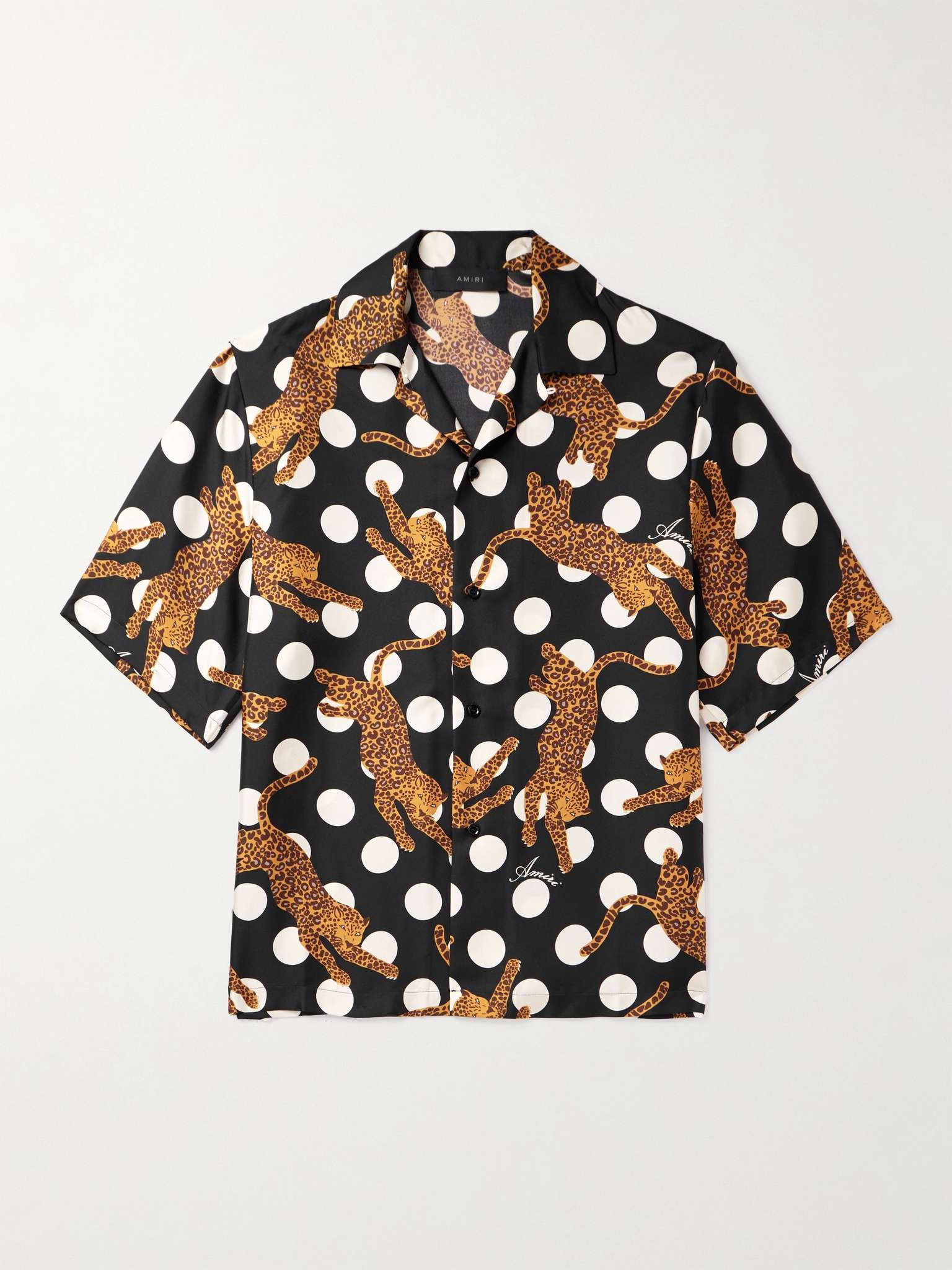 Convertible-Collar Printed Silk-Twill Shirt - 1