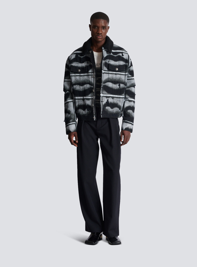 Balmain Denim jacket with Lips print outlook