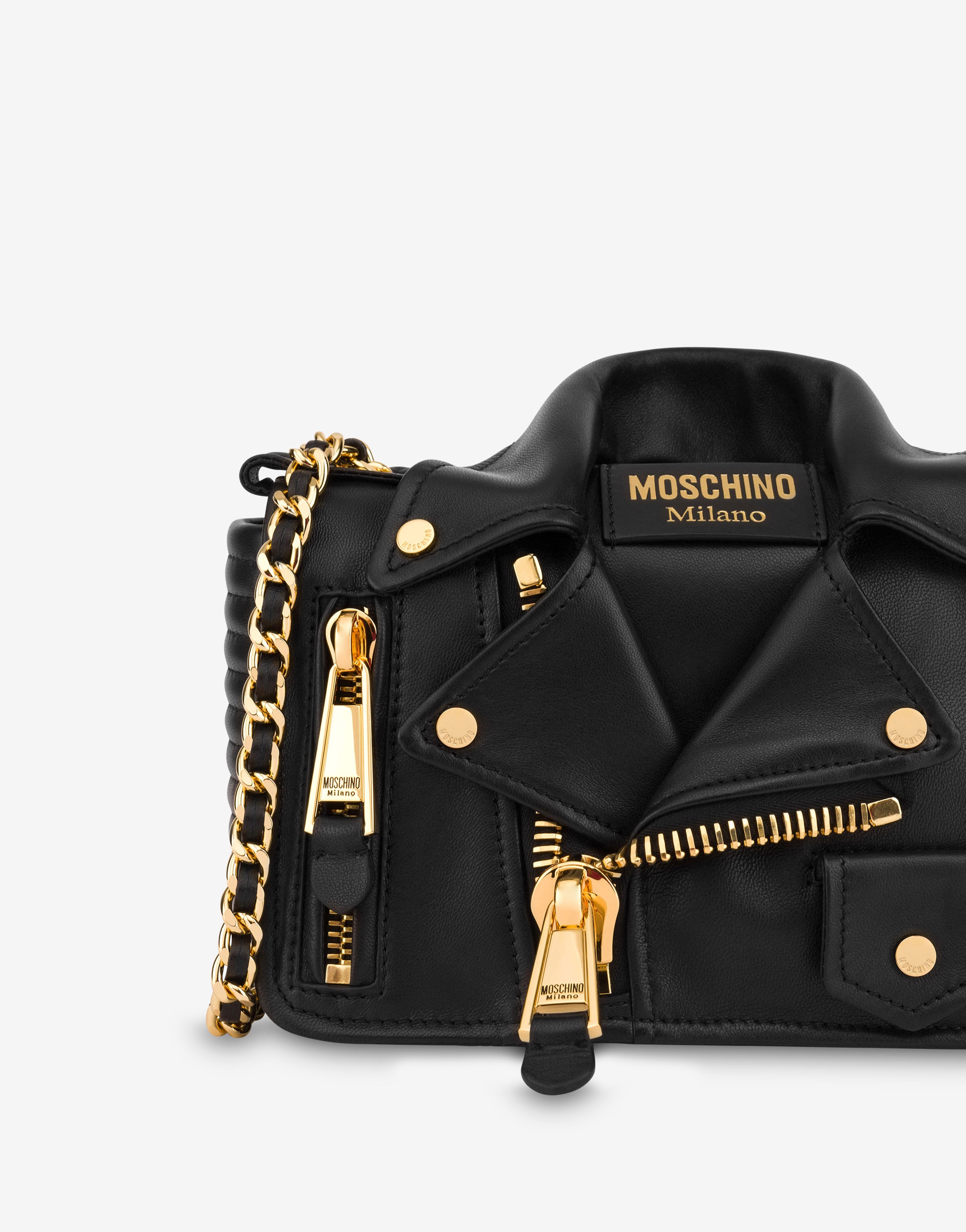 MOSCHINO NAPPA LEATHER BIKER BAG - 4