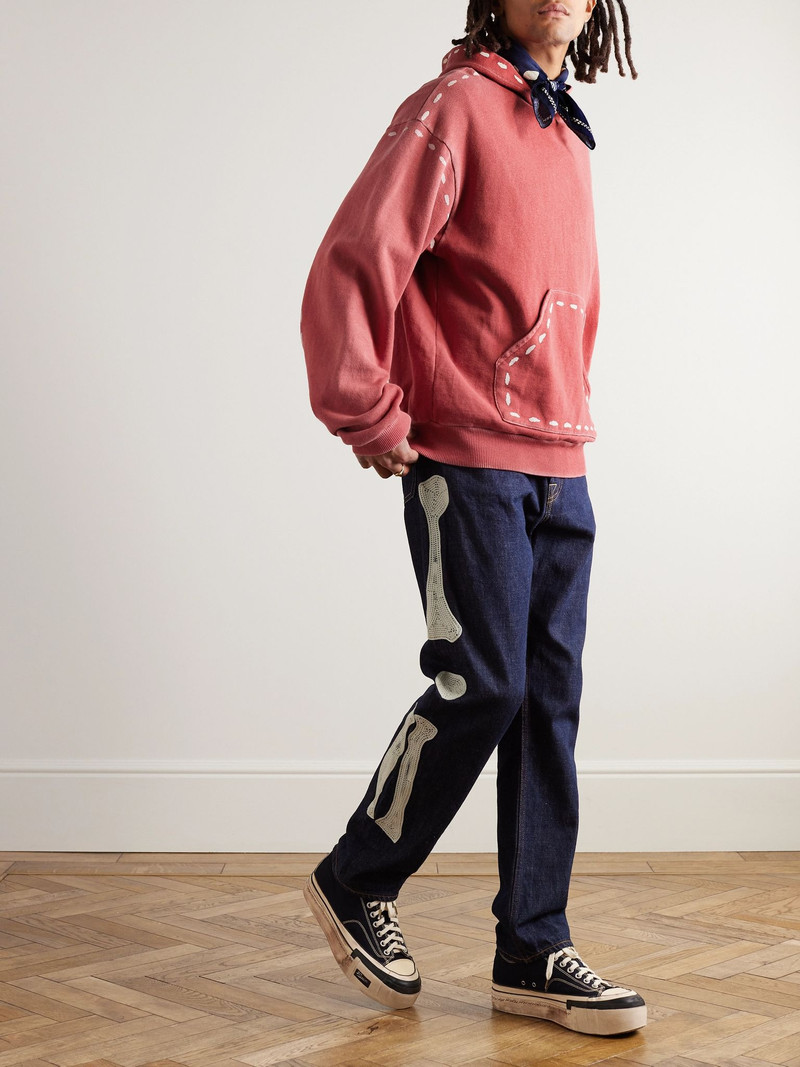 Kapital Marionette Printed Cotton-Jersey Hoodie Red outlook