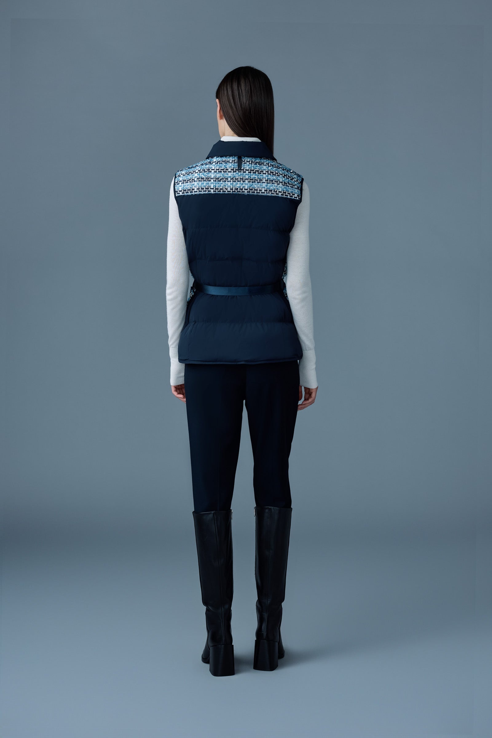 FRANCINE-TW Mix Media Light down Tweed vest - 4