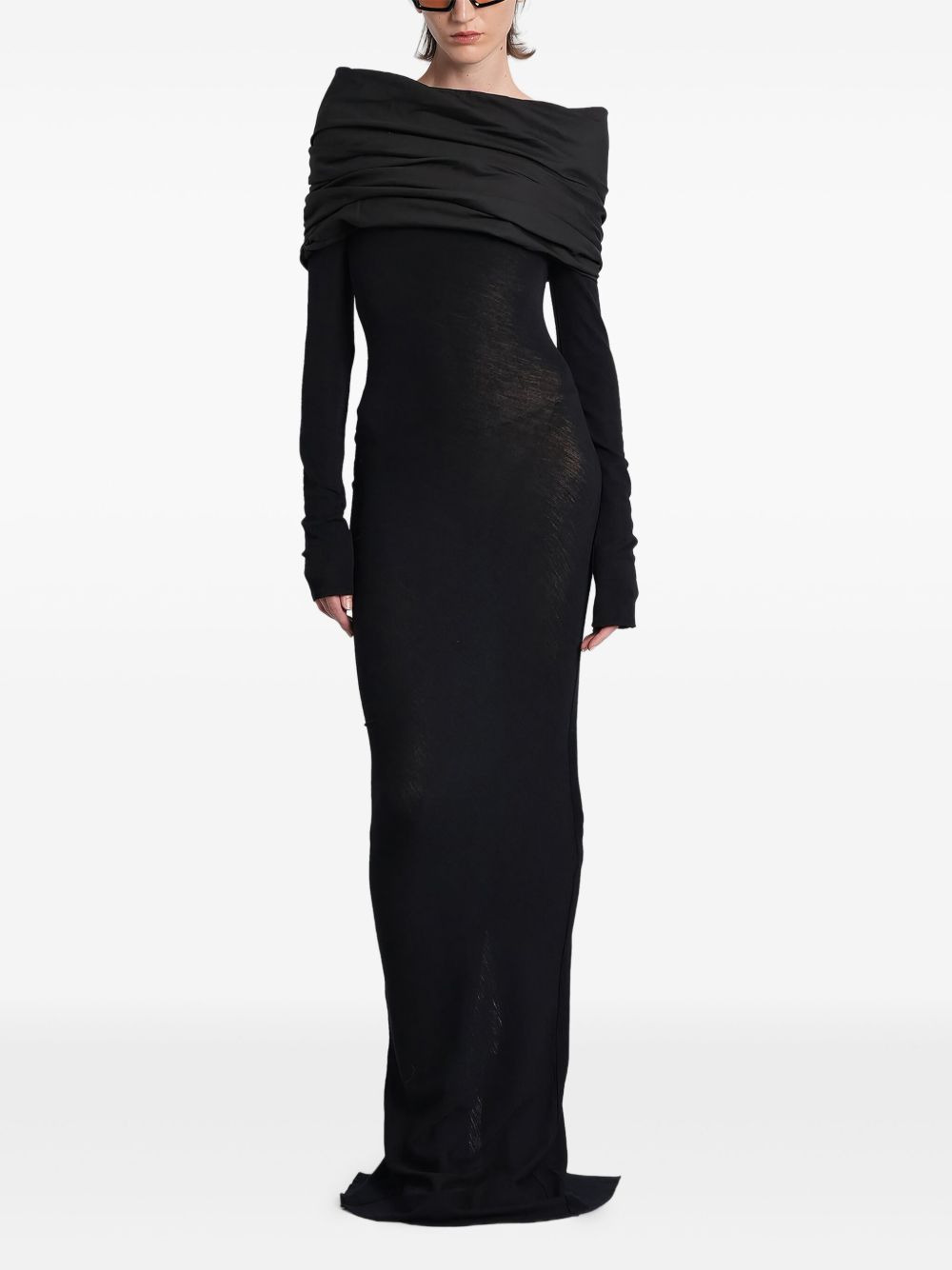 draped-shoulder maxi dress - 1