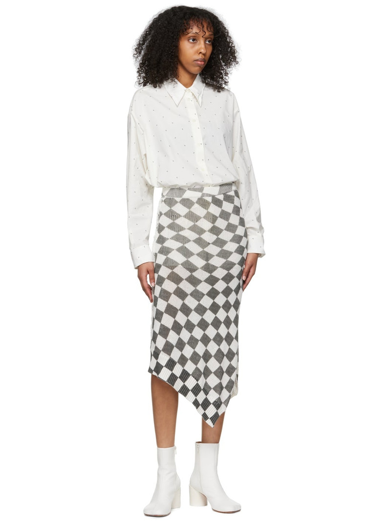 MM6 Maison Margiela Grey & White Cotton Midi Skirt outlook