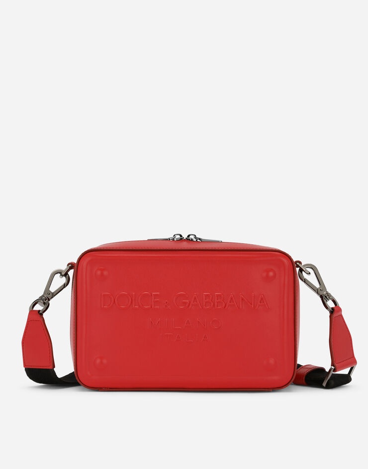 Calfskin crossbody bag with raised logo - 1