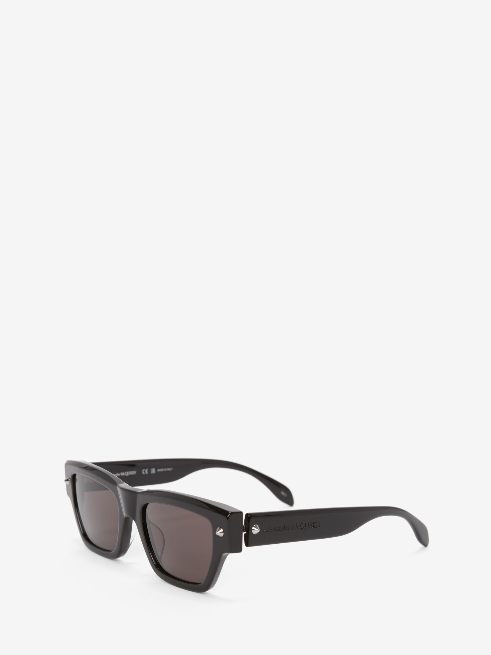 Men's Spike Studs Rectangular Sunglasses in Black/smoke - 2