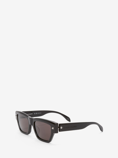 Alexander McQueen Men's Spike Studs Rectangular Sunglasses in Black/smoke outlook