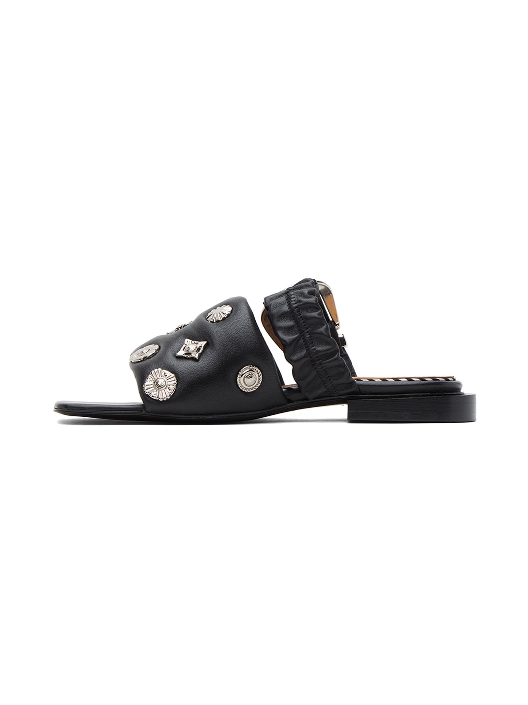 Black Pin-Buckle Sandals - 3