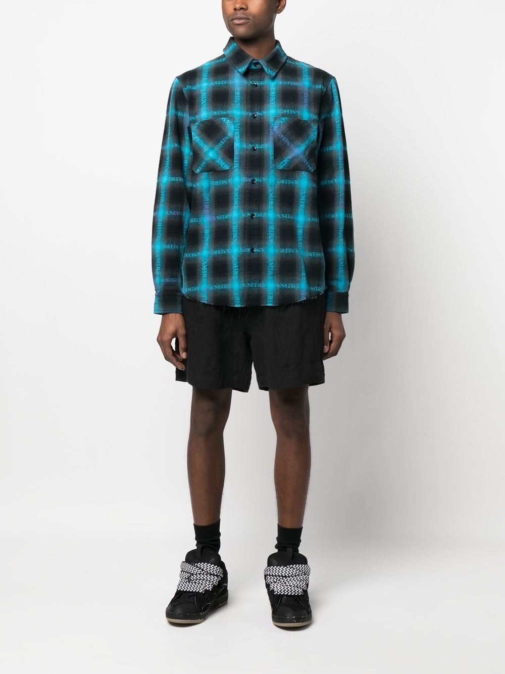 plaid logo-print shirt - 2