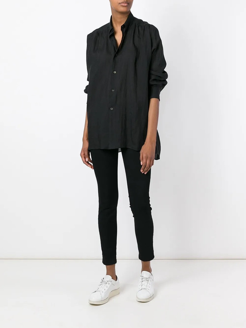 WOMEN'S BUTTON-UP BLOUSE - BLACK/WHITE 4
