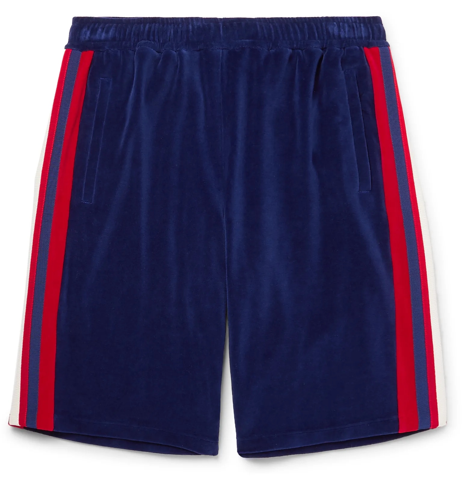 Grosgrain-Trimmed Velour Shorts - 1