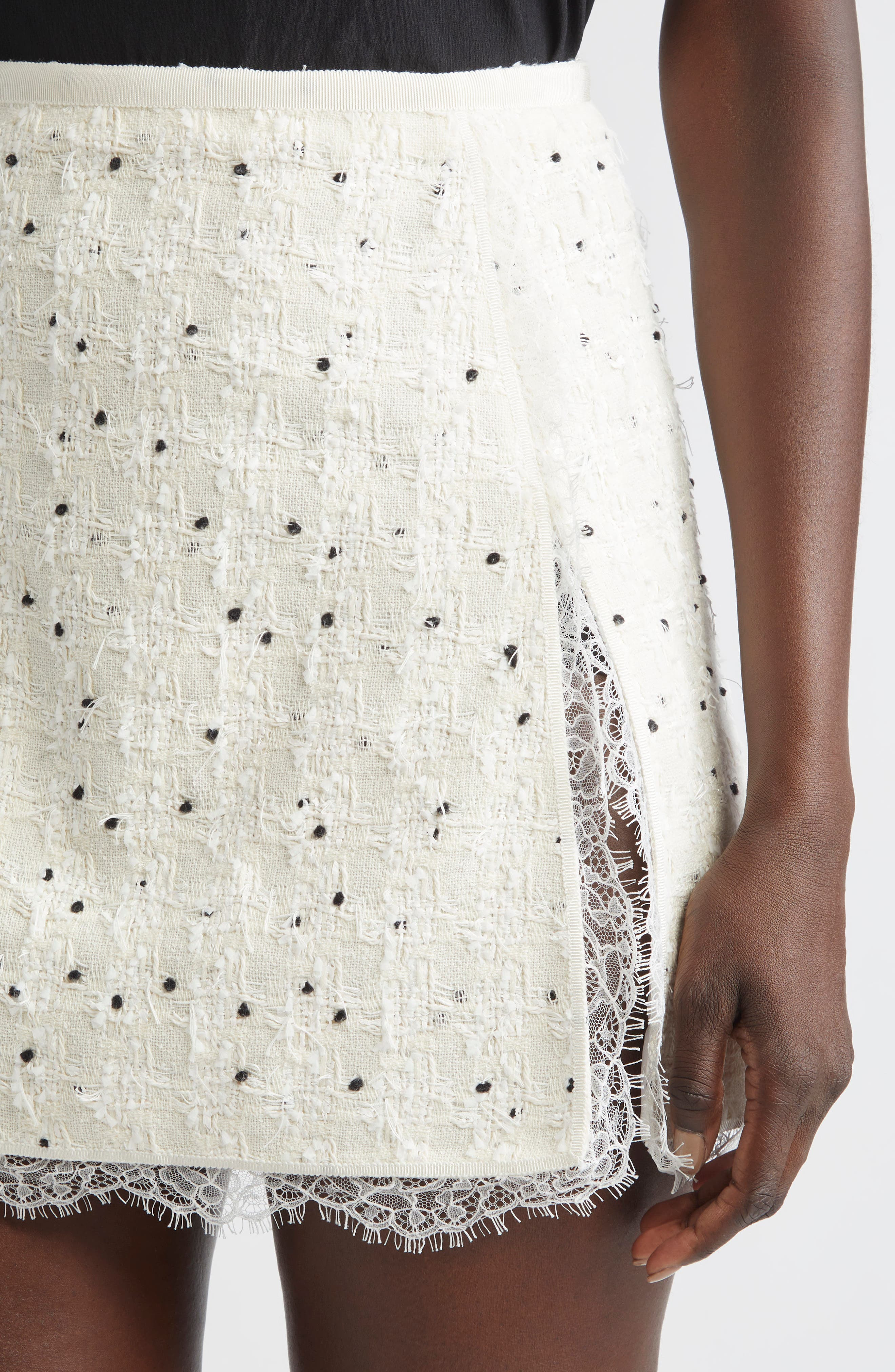 Giambattista Valli Lace Polka Dot Bouclé Skirt in Ivory at Nordstrom - 5